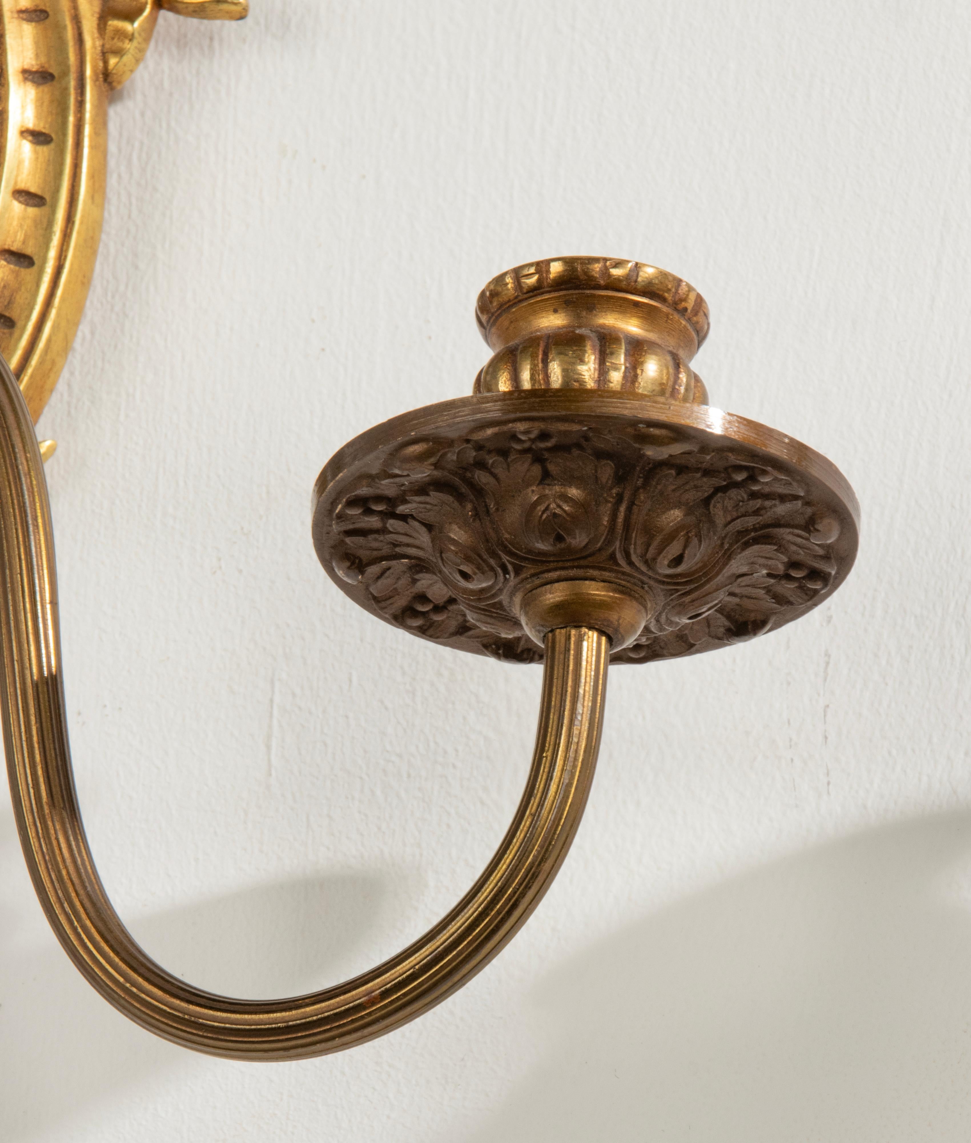 Late 19th Century Louis XVI Style Gilt Bronze Wall Candle Sconces with Mirror 3