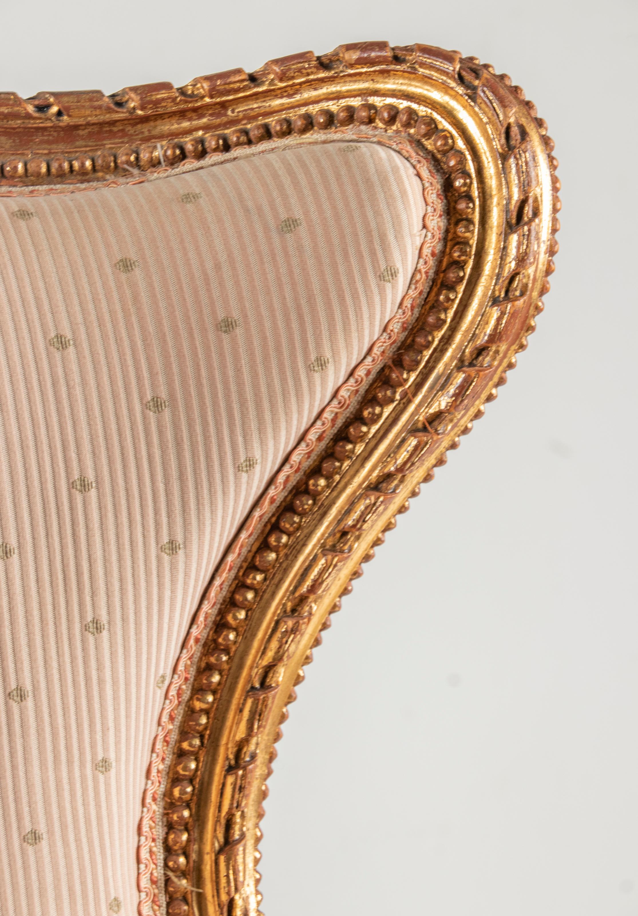 Late 19th Century Louis XVI Style Gilt-Wood Bergère Armchair For Sale 5