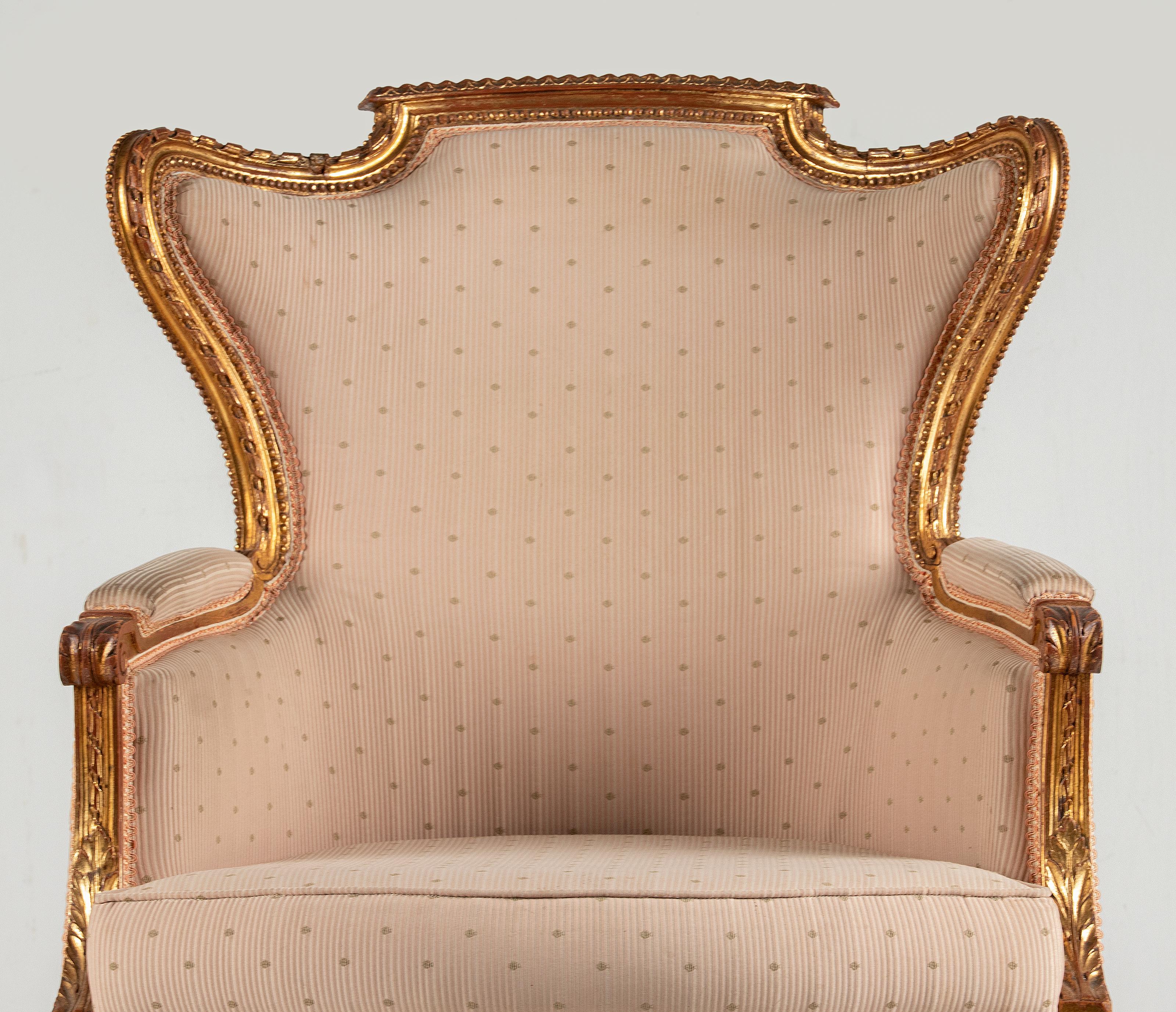 Late 19th Century Louis XVI Style Gilt-Wood Bergère Armchair For Sale 6