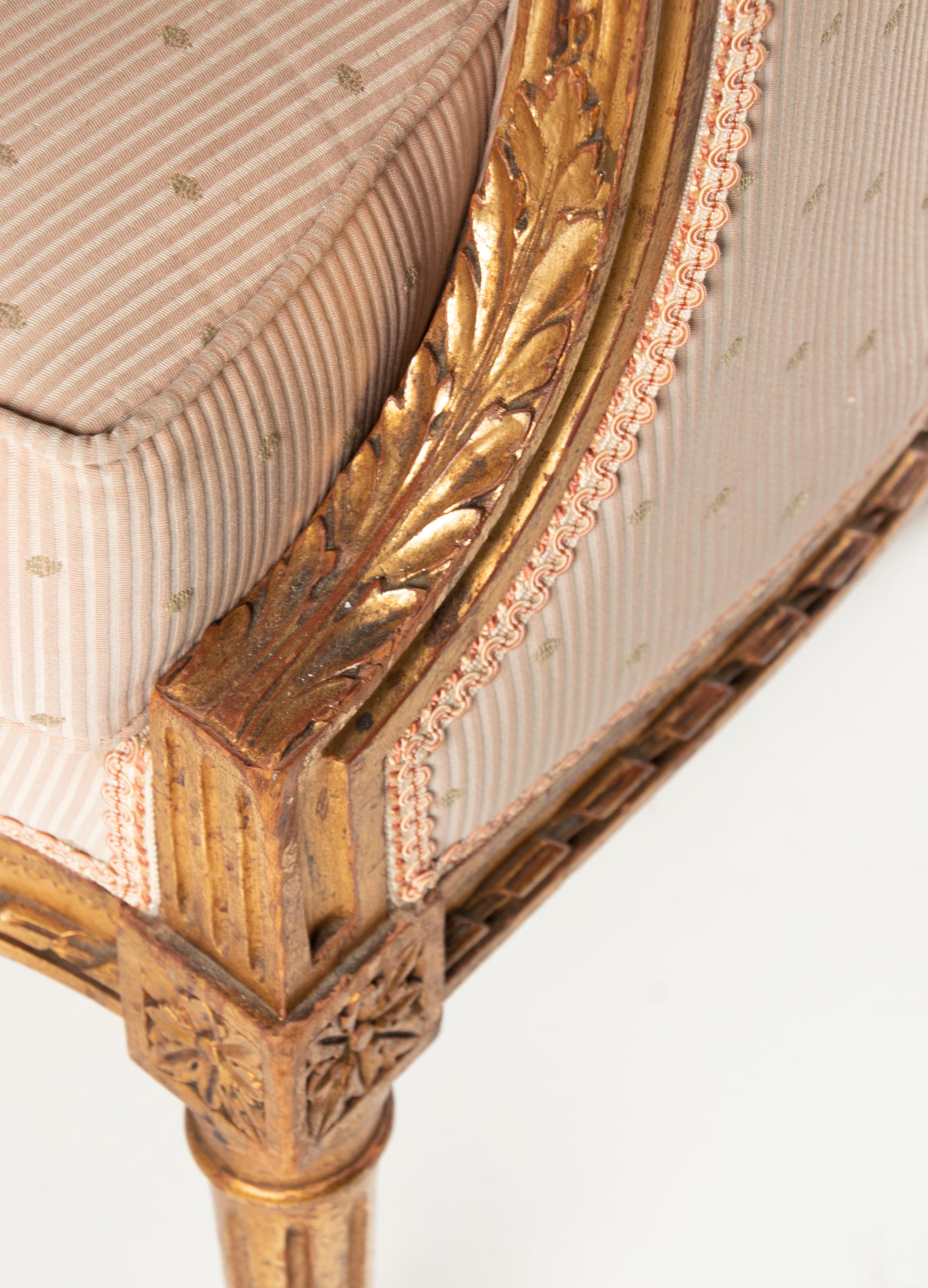 Late 19th Century Louis XVI Style Gilt-Wood Bergère Armchair For Sale 2