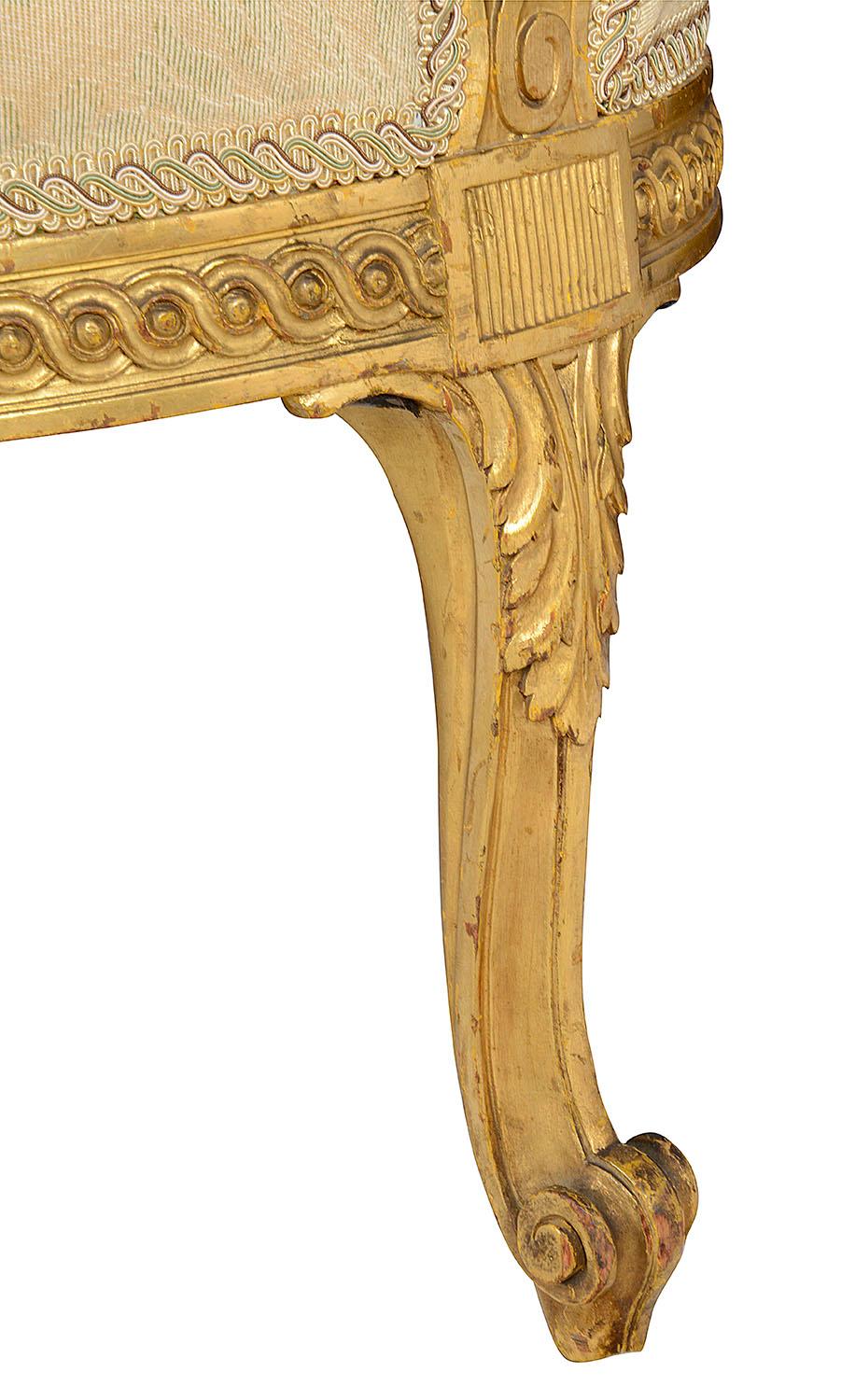 Late 19th Century Louis XVI Style Giltwood Sofa For Sale 5