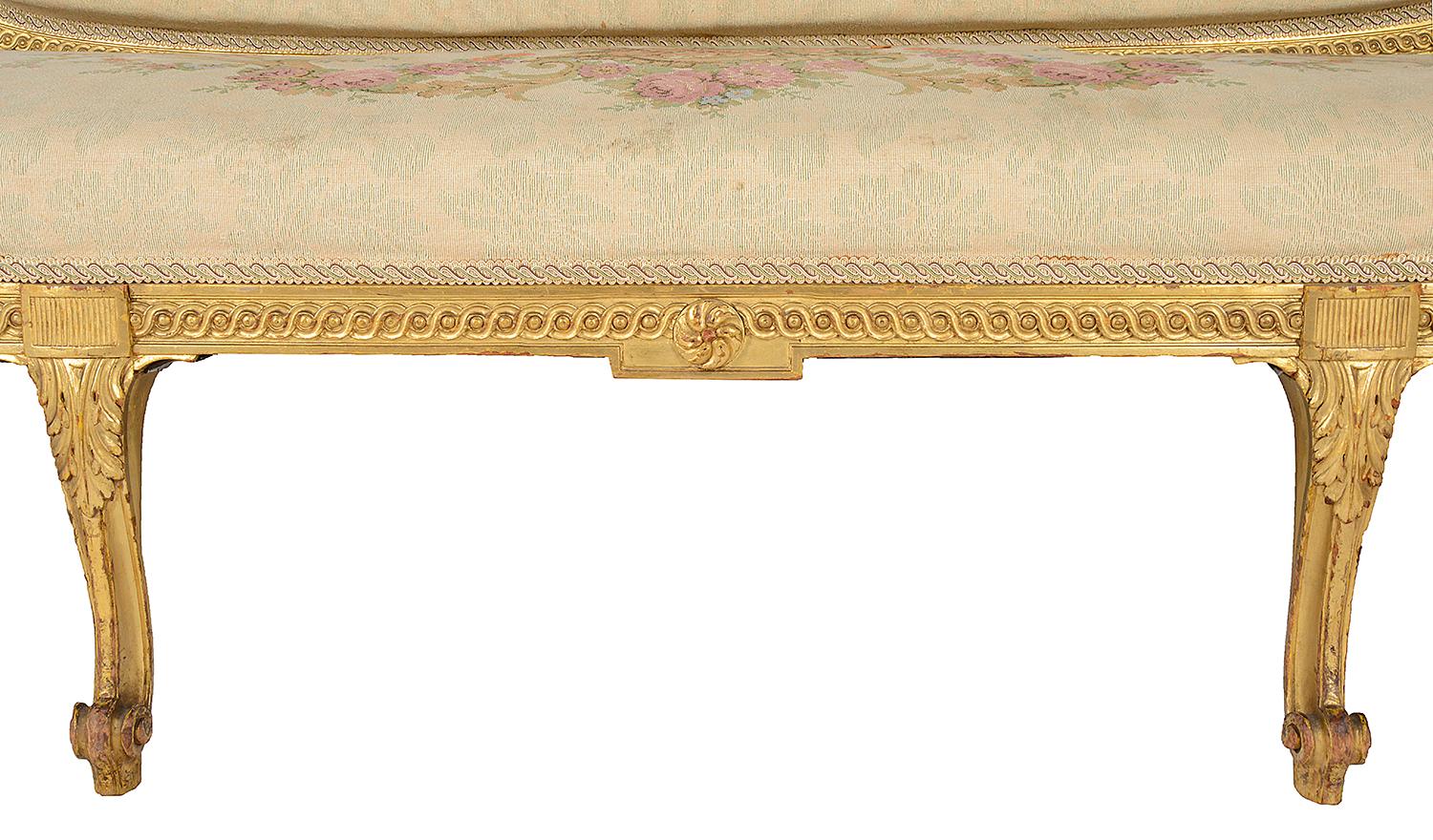 Late 19th Century Louis XVI Style Giltwood Sofa For Sale 4