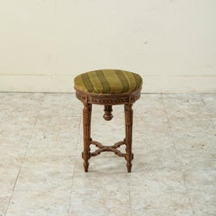 Late 19th Century Louis XVI Style Hand Carved Walnut Vanity Stool or Bench