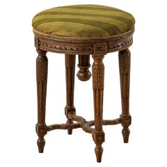 Late 19th Century Louis XVI Style Hand Carved Walnut Vanity Stool or Bench