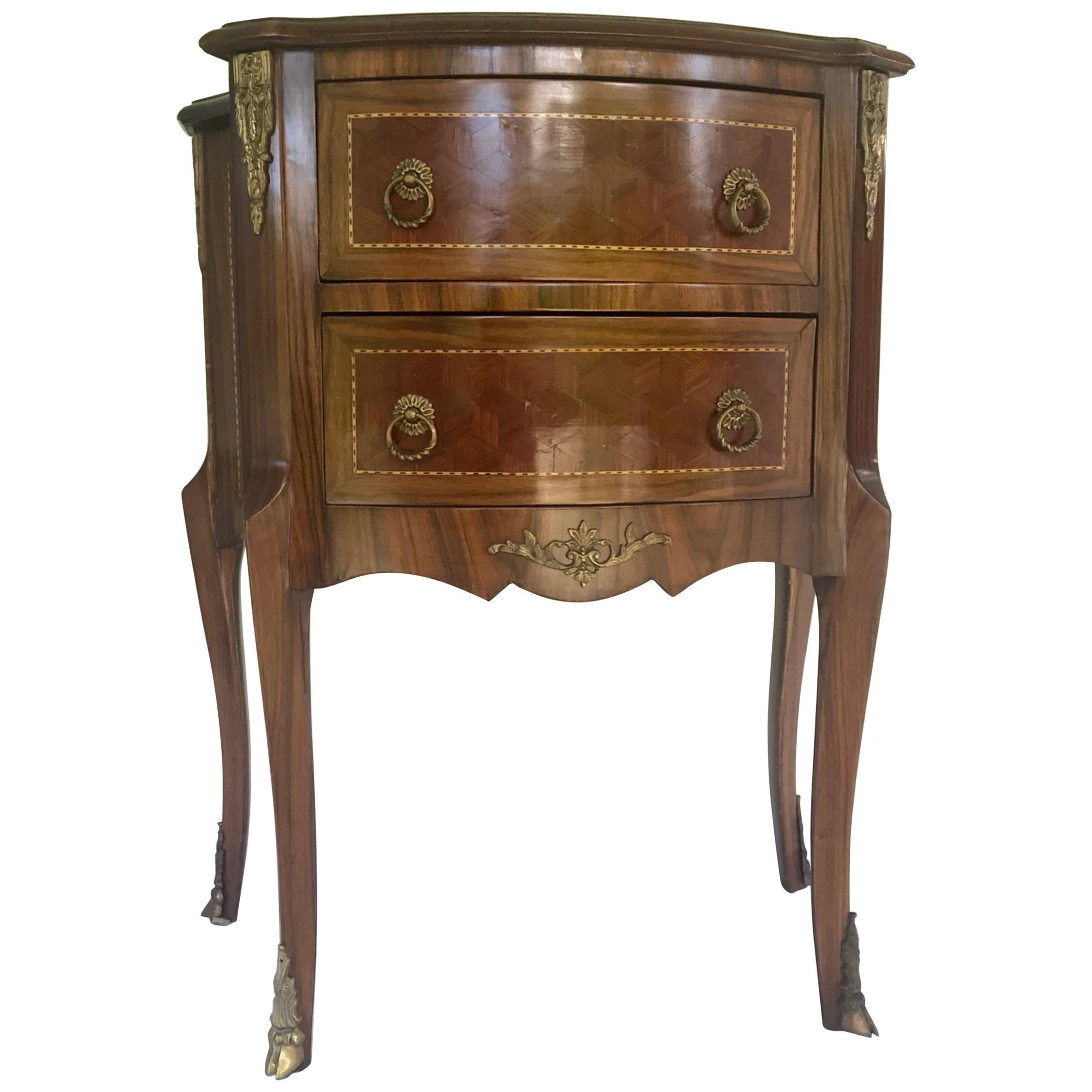 Late 19th Century Louis XVI Style Kingwood Marquetry 2-Drawer Commode