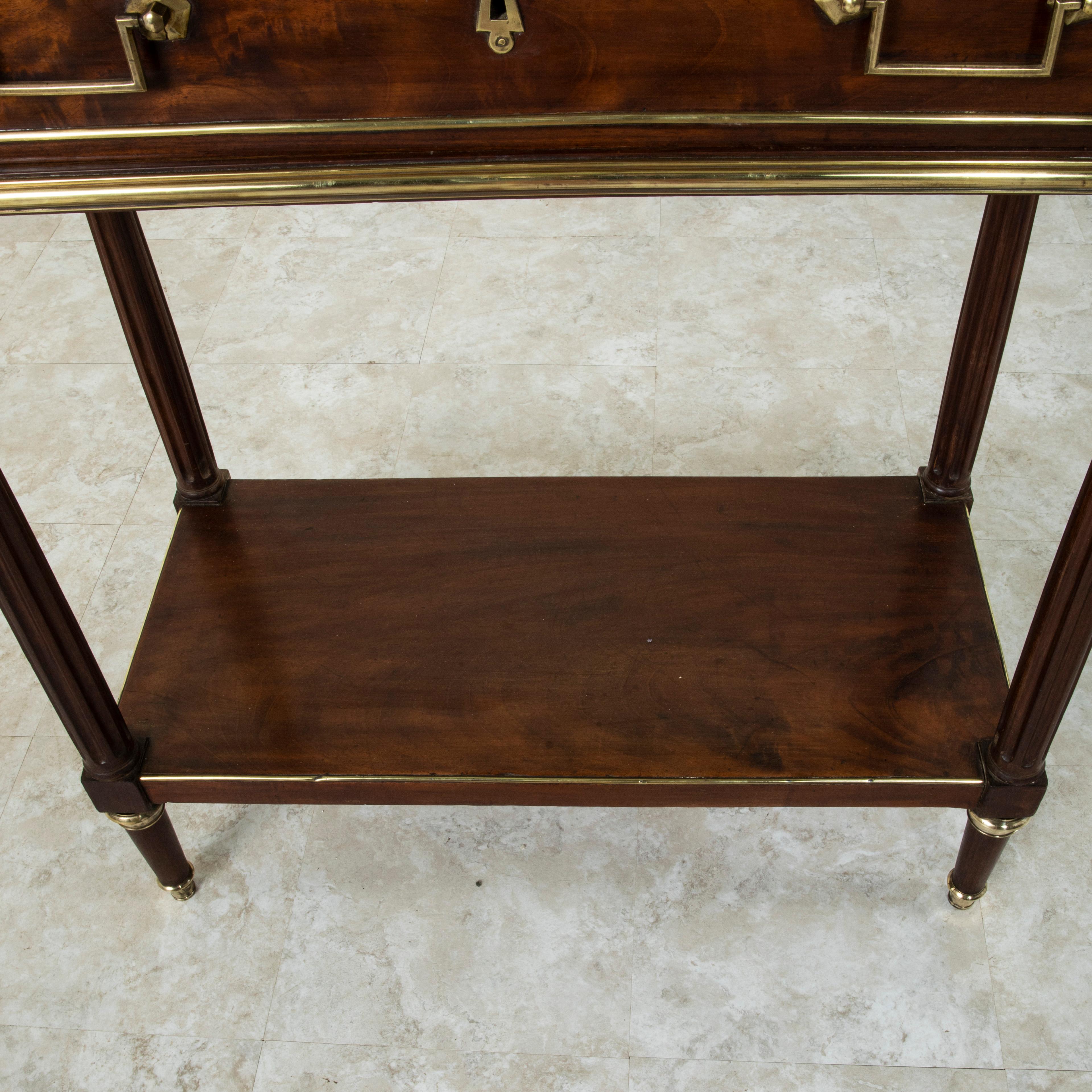 Late 19th Century Louis XVI Style Mahogany Console Vitrine with Bronze Detailing For Sale 10