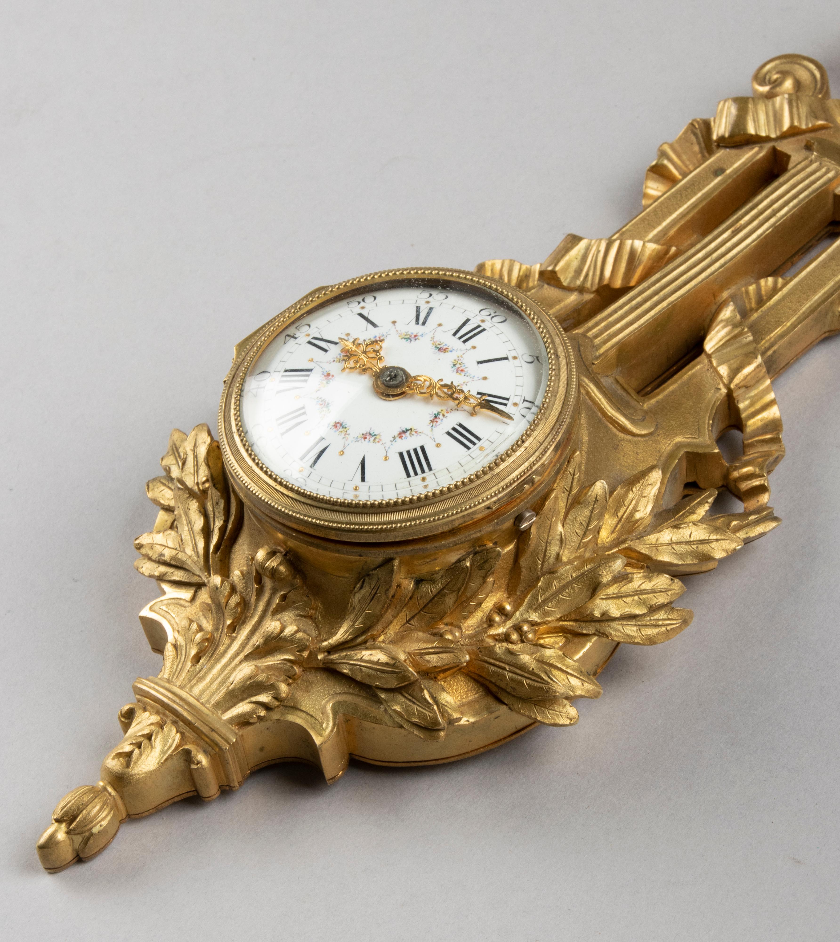 Late 19th Century Louis XVI Style Ormolu Bronze Cartel Clock 9