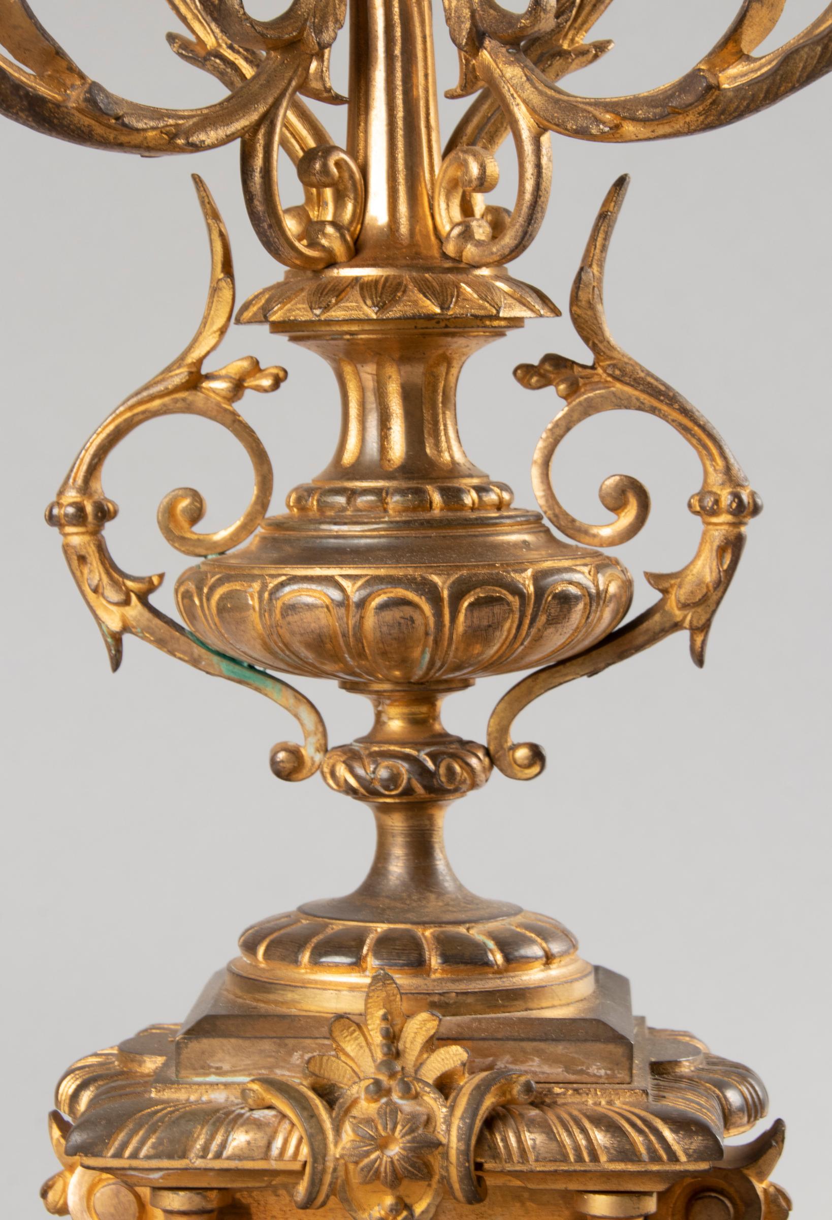 Late 19th Century Louis XVI Style Pair of Large Ormolu Gilt Bronze Candelabra 8