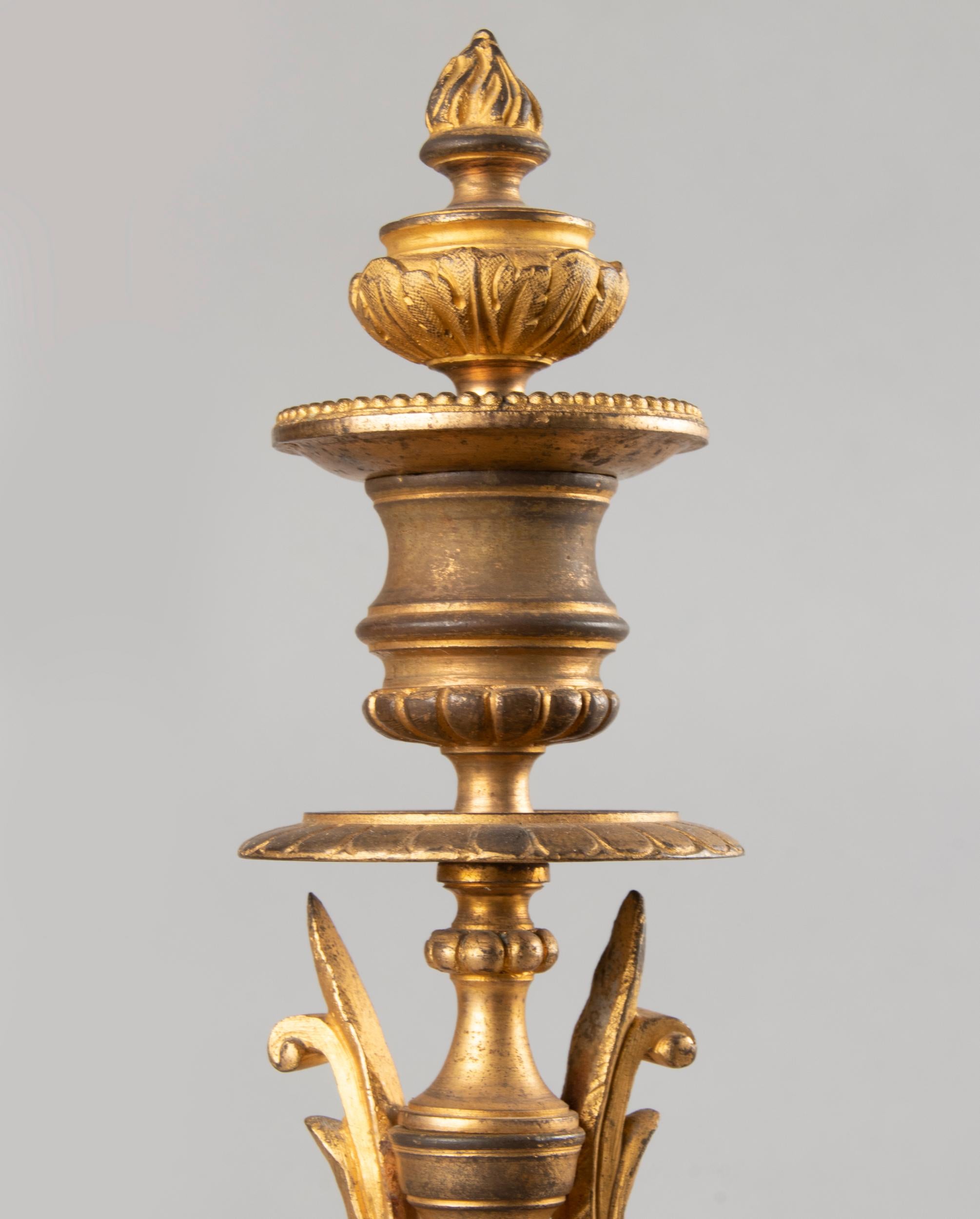 Late 19th Century Louis XVI Style Pair of Large Ormolu Gilt Bronze Candelabra 9