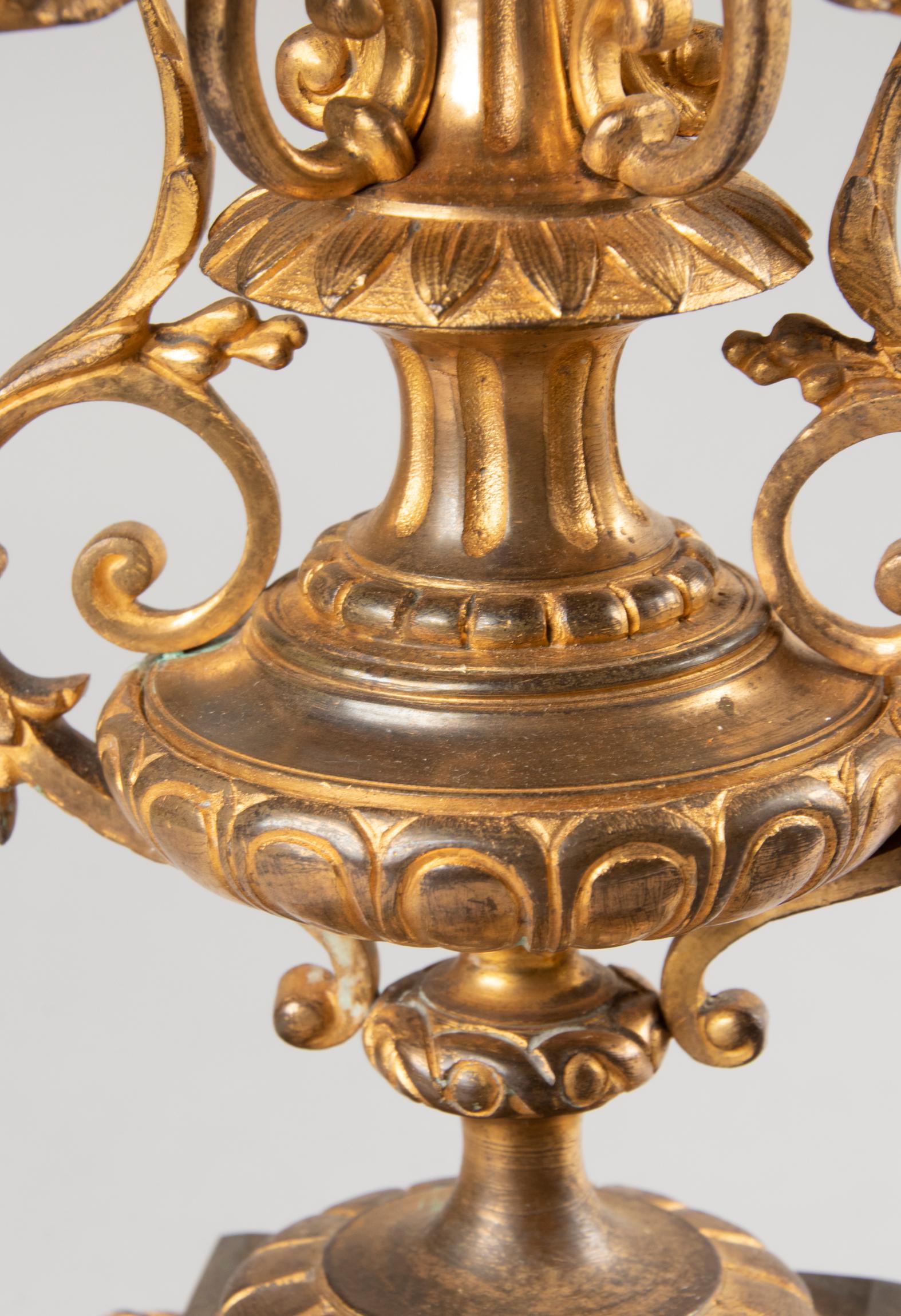Late 19th Century Louis XVI Style Pair of Large Ormolu Gilt Bronze Candelabra 12