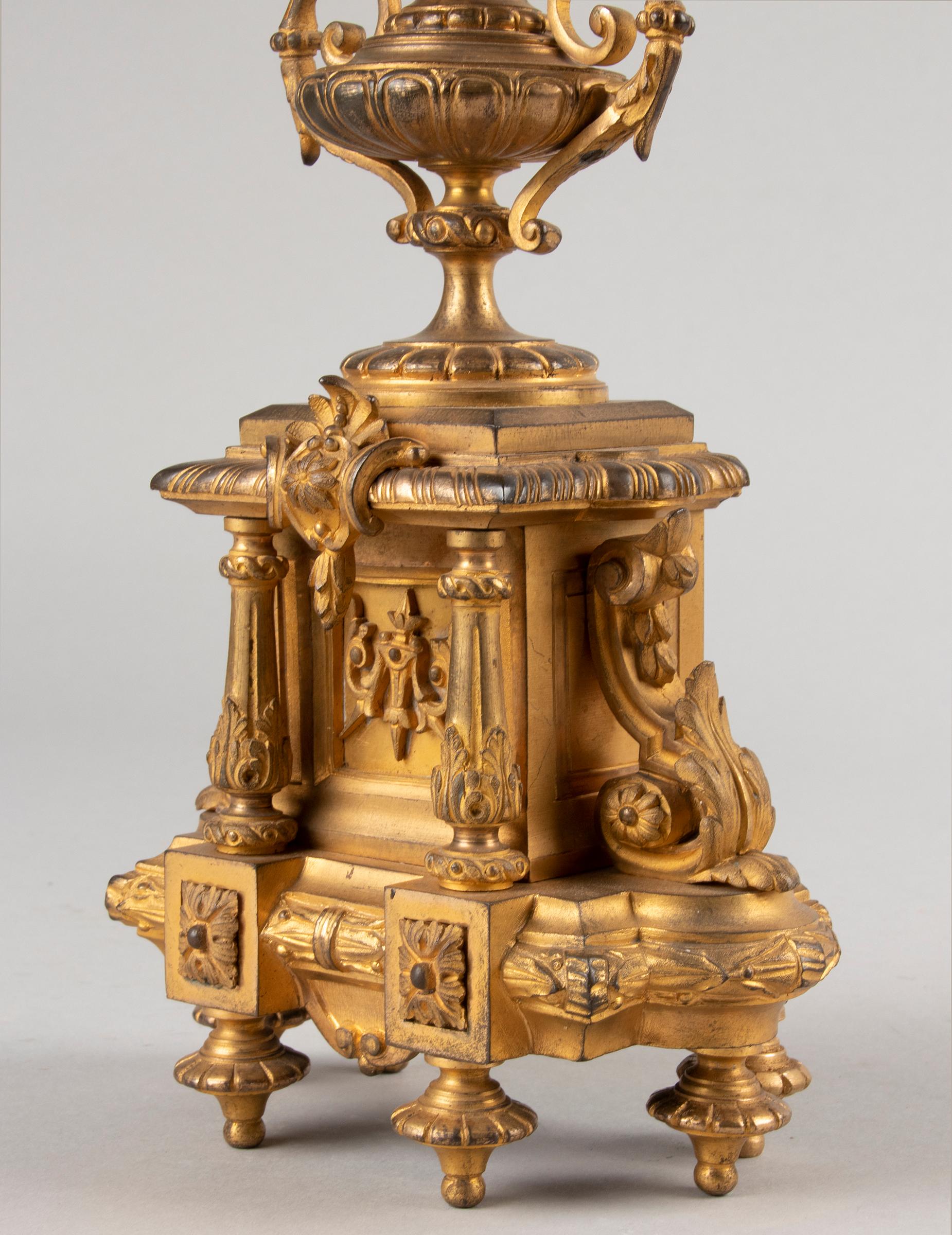Late 19th Century Louis XVI Style Pair of Large Ormolu Gilt Bronze Candelabra 15