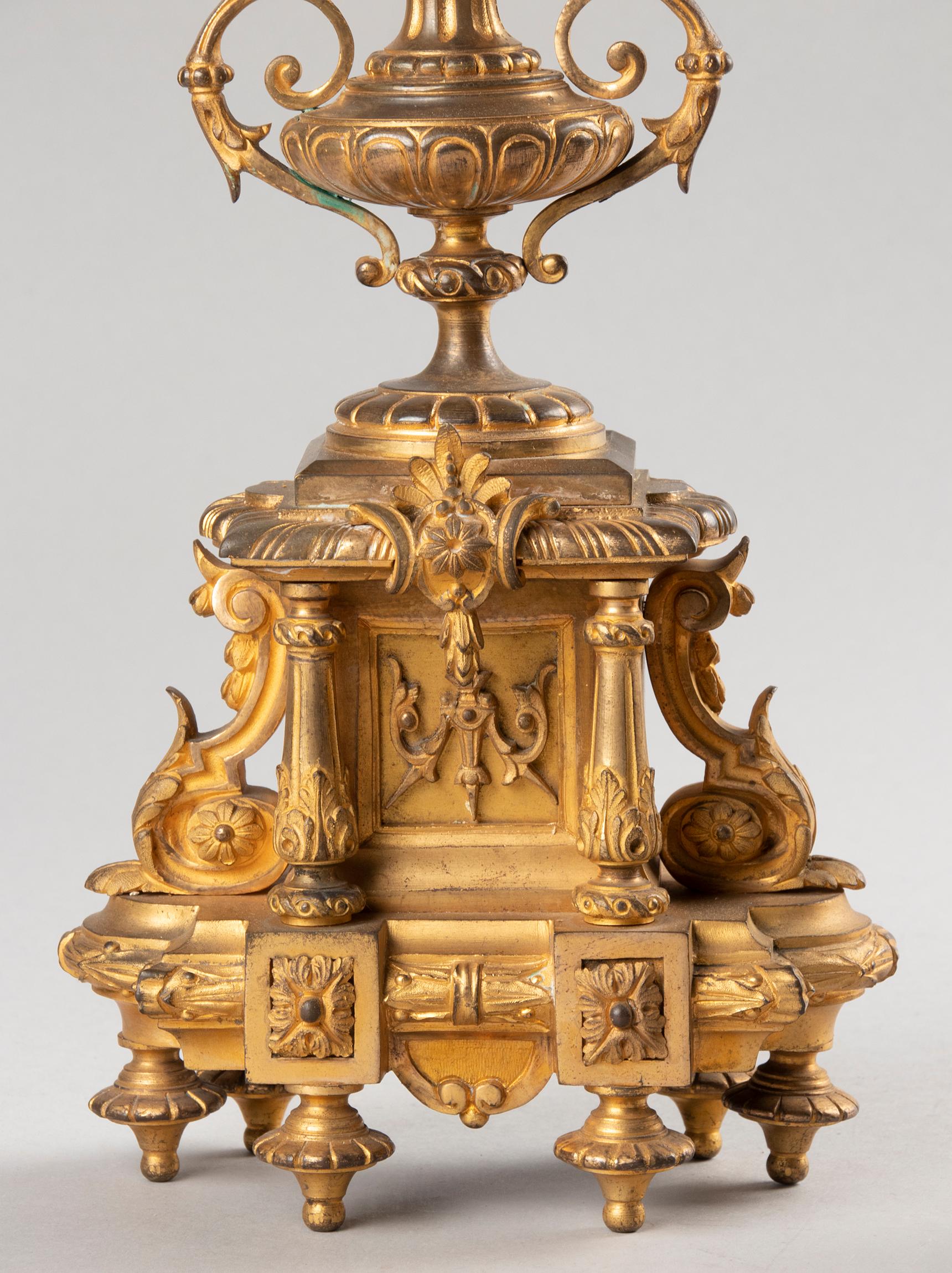 Late 19th Century Louis XVI Style Pair of Large Ormolu Gilt Bronze Candelabra 1