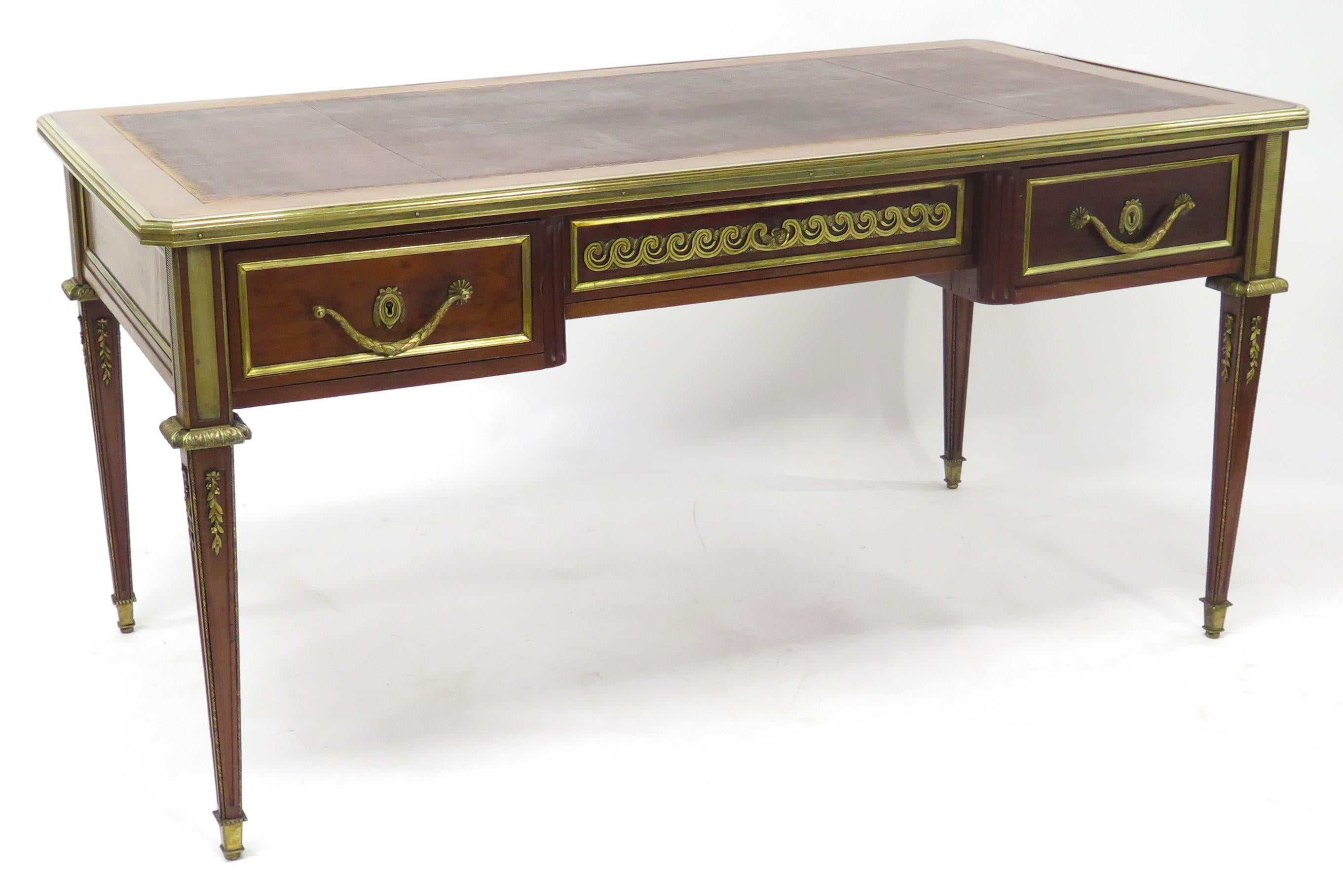 Late 19th Century Louis XVI Style Plum Pudding Mahogany Writing Desk ...