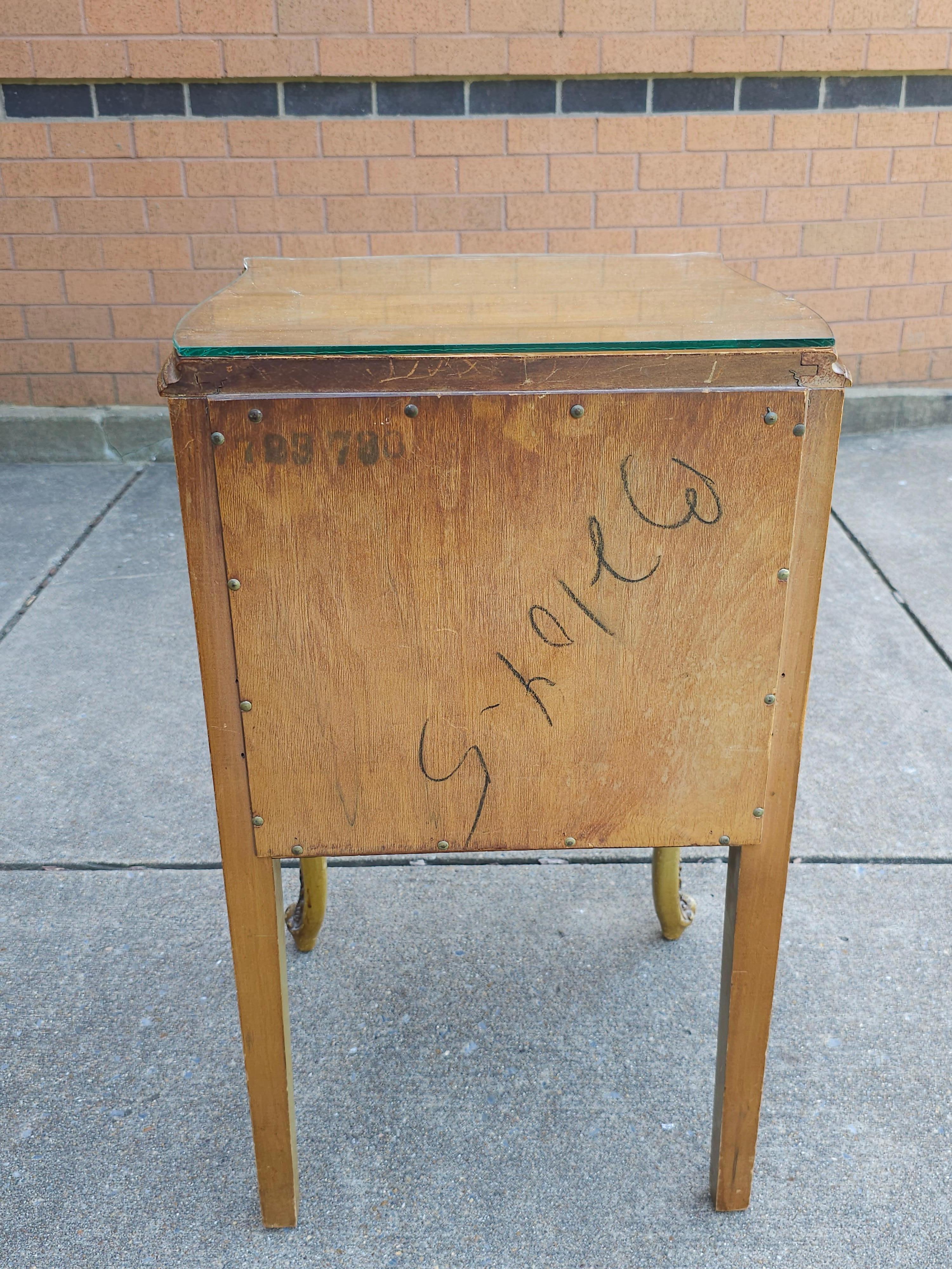 Late 19th Century Louis XVI Style Provincial Walnut Bedside Cabinet w Glass Top For Sale 5