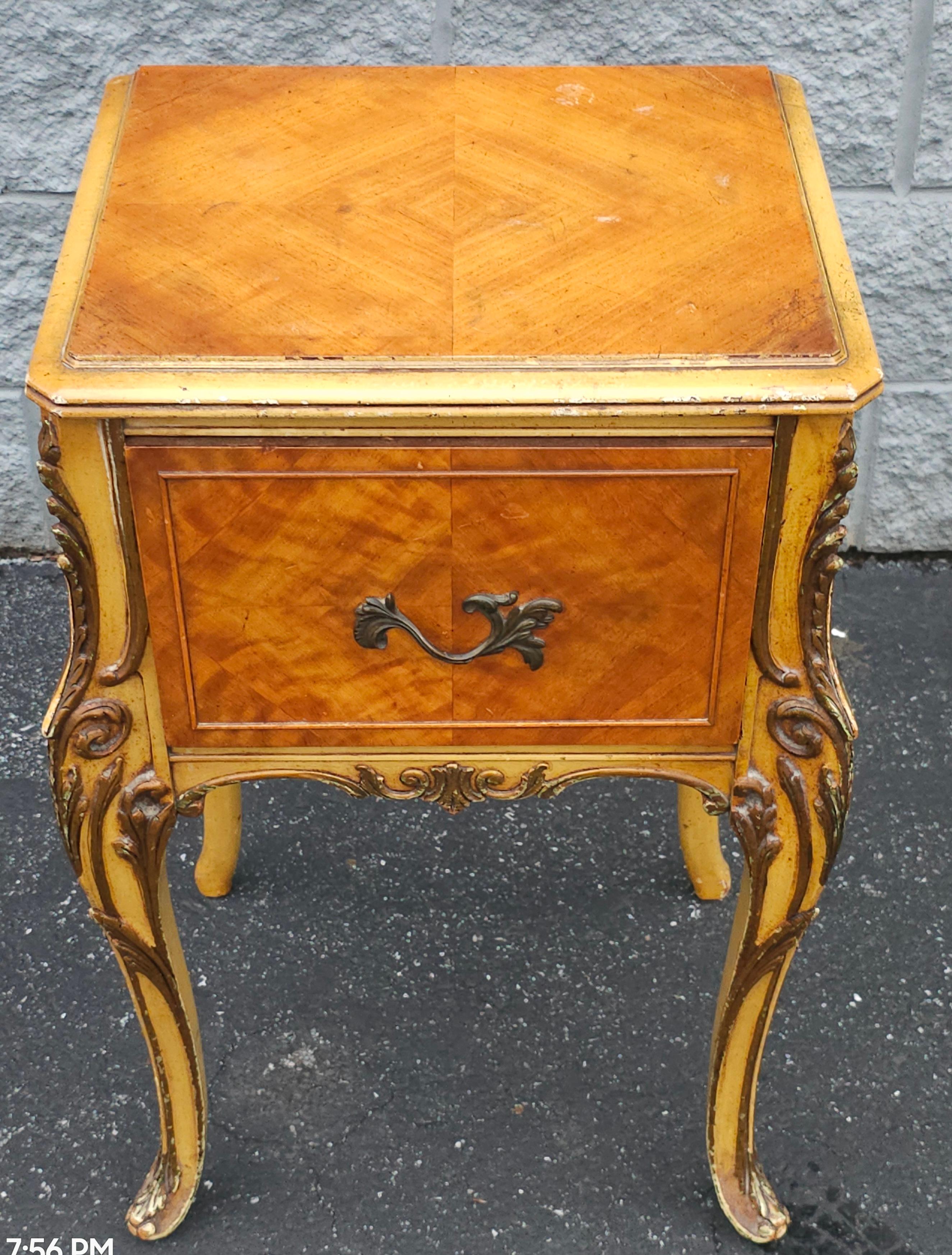 Unknown Late 19th Century Louis XVI Style Provincial Walnut Bedside Cabinet w Glass Top For Sale