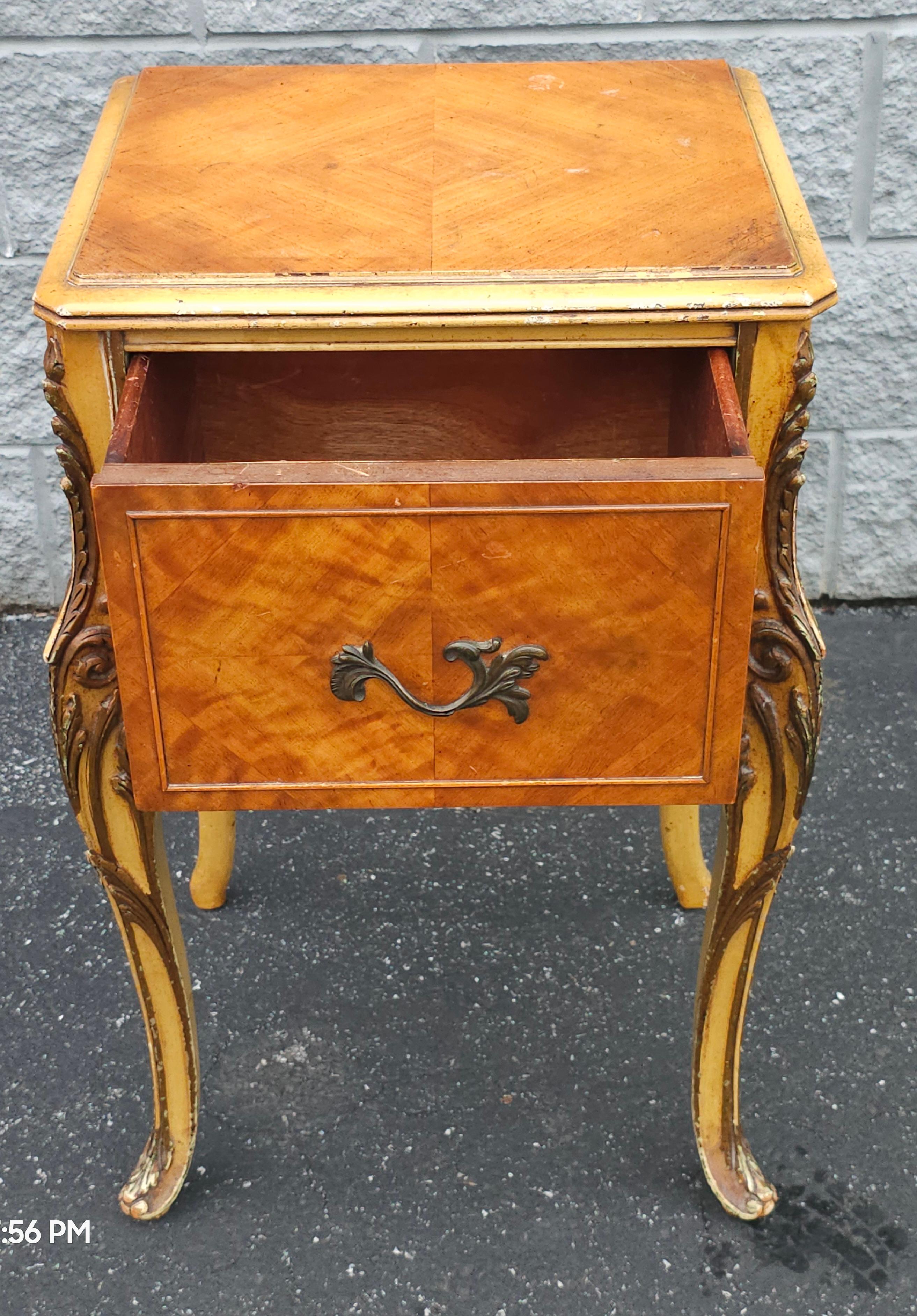 Carved Late 19th Century Louis XVI Style Provincial Walnut Bedside Cabinet w Glass Top For Sale