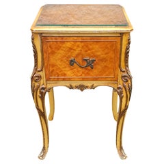 Late 19th Century Louis XVI Style Provincial Walnut Bedside Cabinet w Glass Top