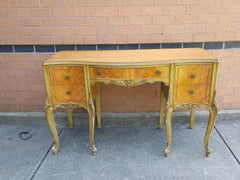 Late 19th Century Louis XVI Style Provincial Walnut Dressing Table W/ Glass Top