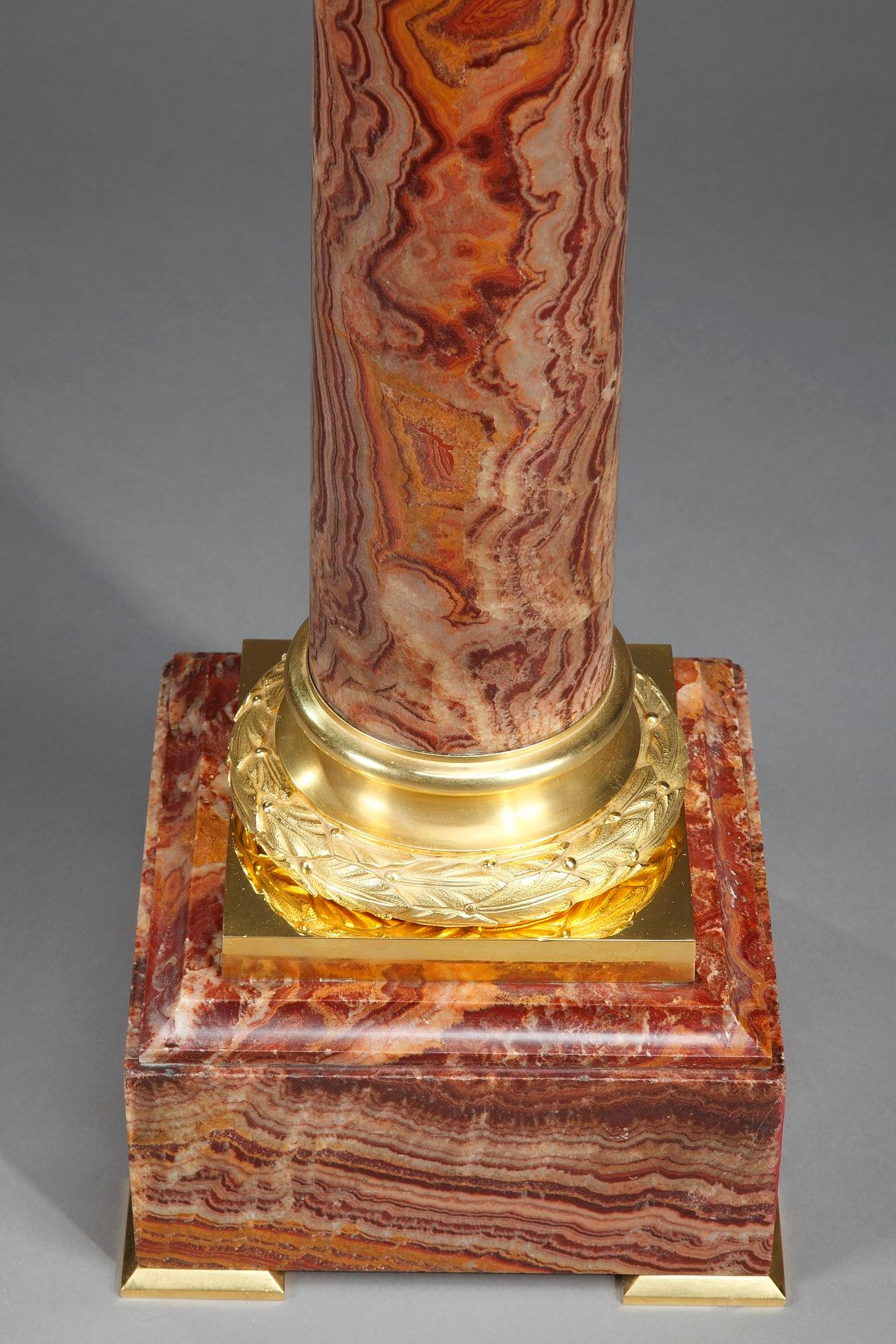 Late 19th Century Louis XVI-Style Rose Marble Pedestal 1