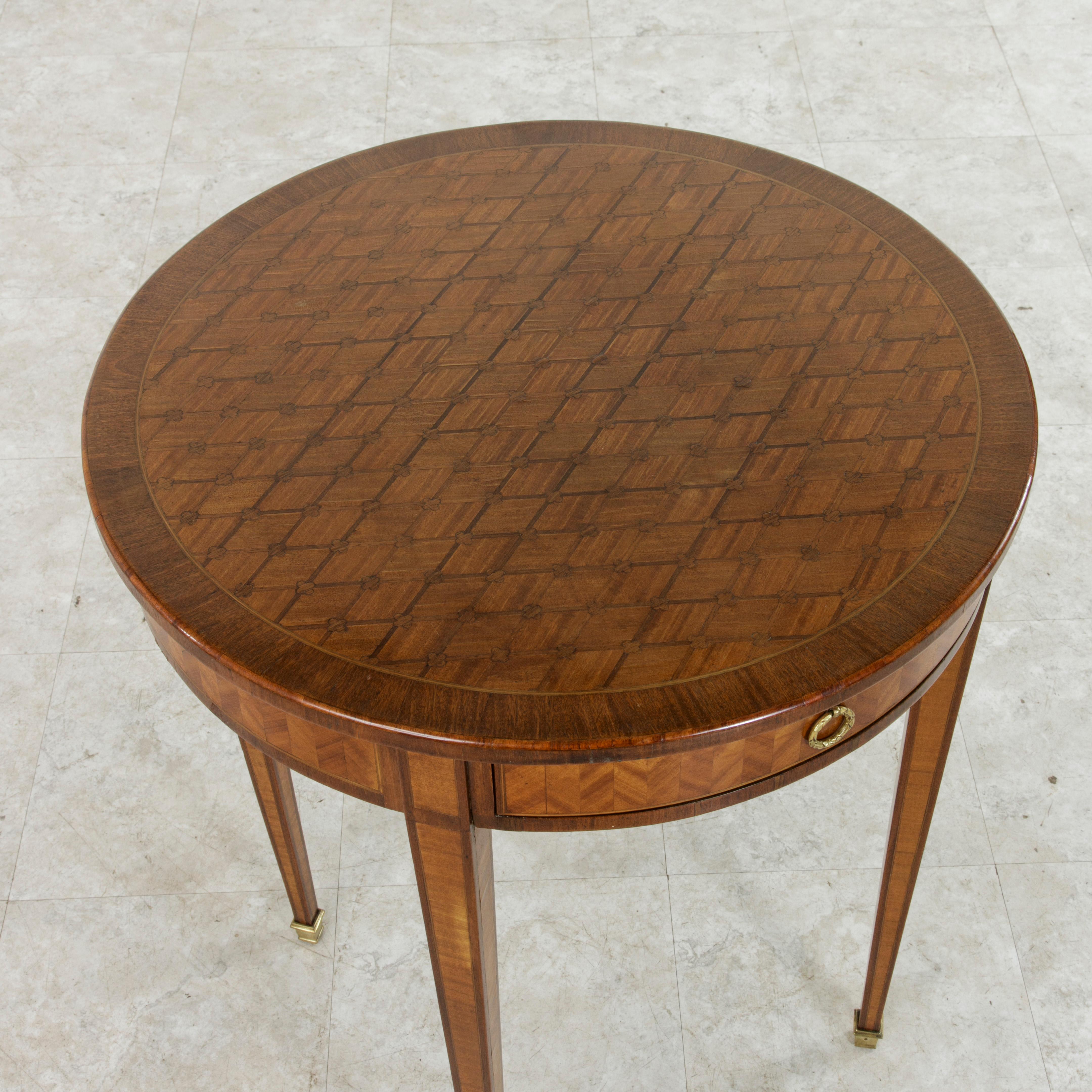 Late 19th Century Louis XVI Style Rosewood and Mahogany Marquetry Side Table 3