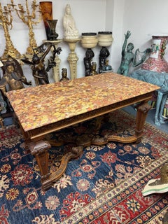 Late 19th Century Louis XVI Style Rouge Marble Top Center Table