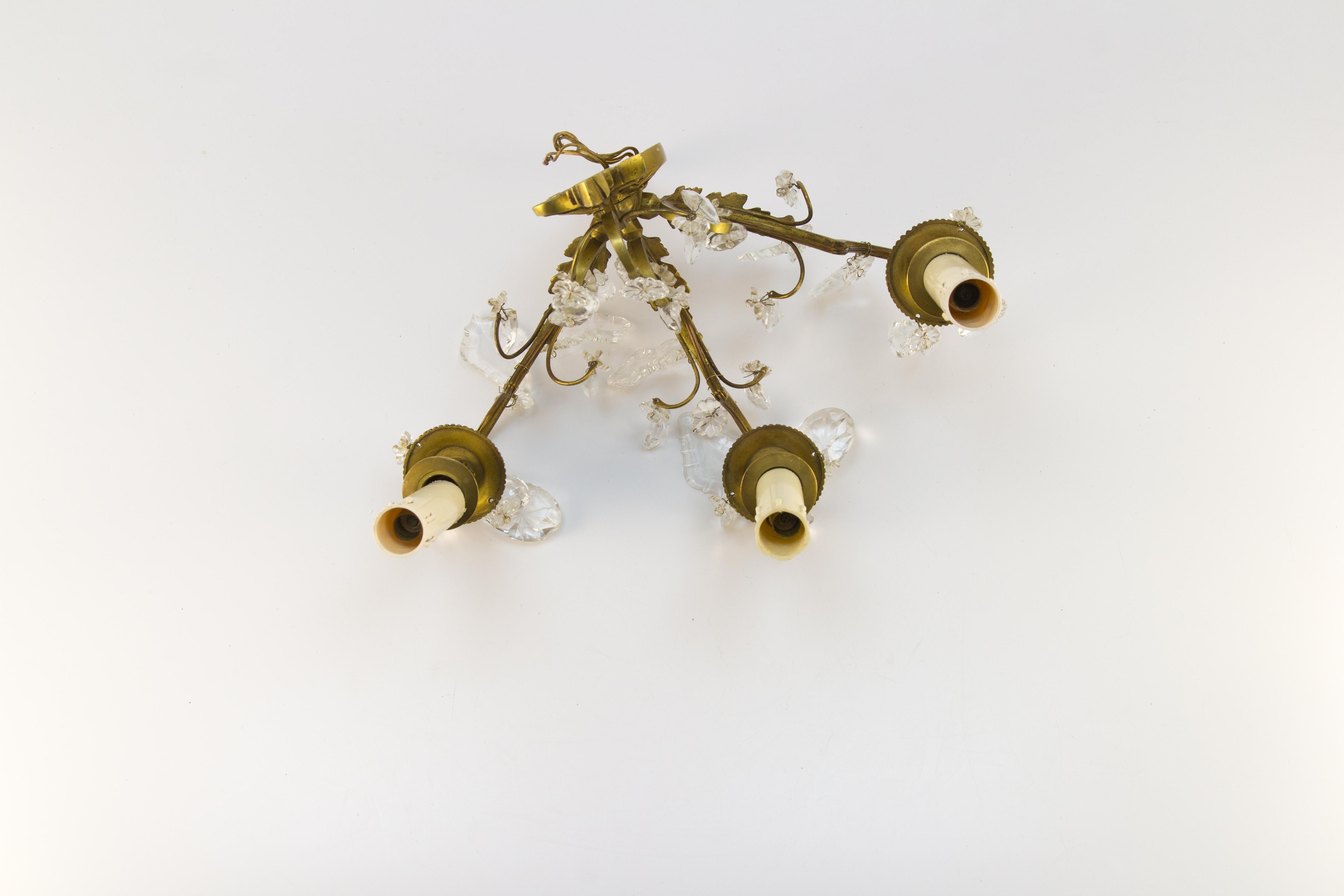 Late 19th Century Louis XVI Style Bronze and Crystal Three-Light Wall Sconce 3