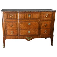 Late 19th Century Louis XVI Style Tulipwood Breakfront Commode of Superb Patina