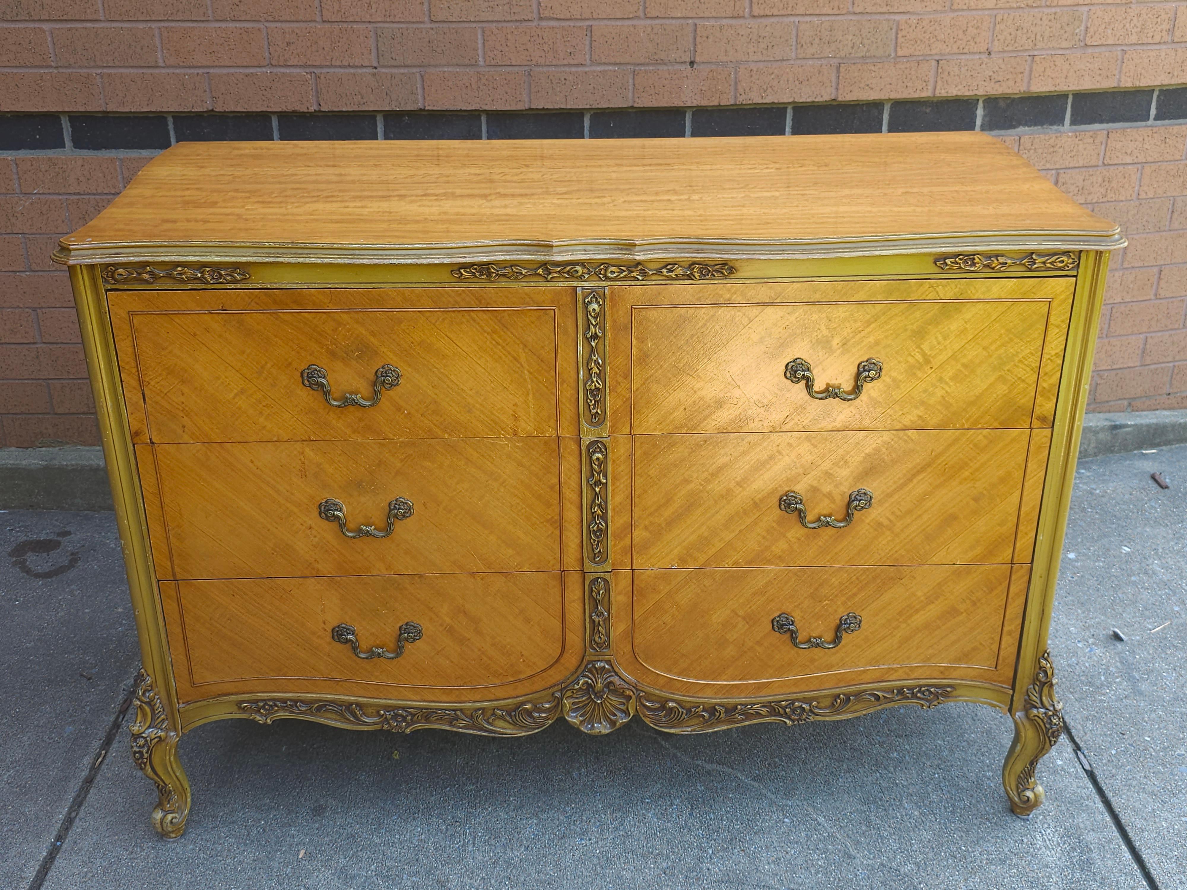 A Late 19th Century Louis XVI Style Provincial Walnut dresser With protective Glass Top
Measures 50
