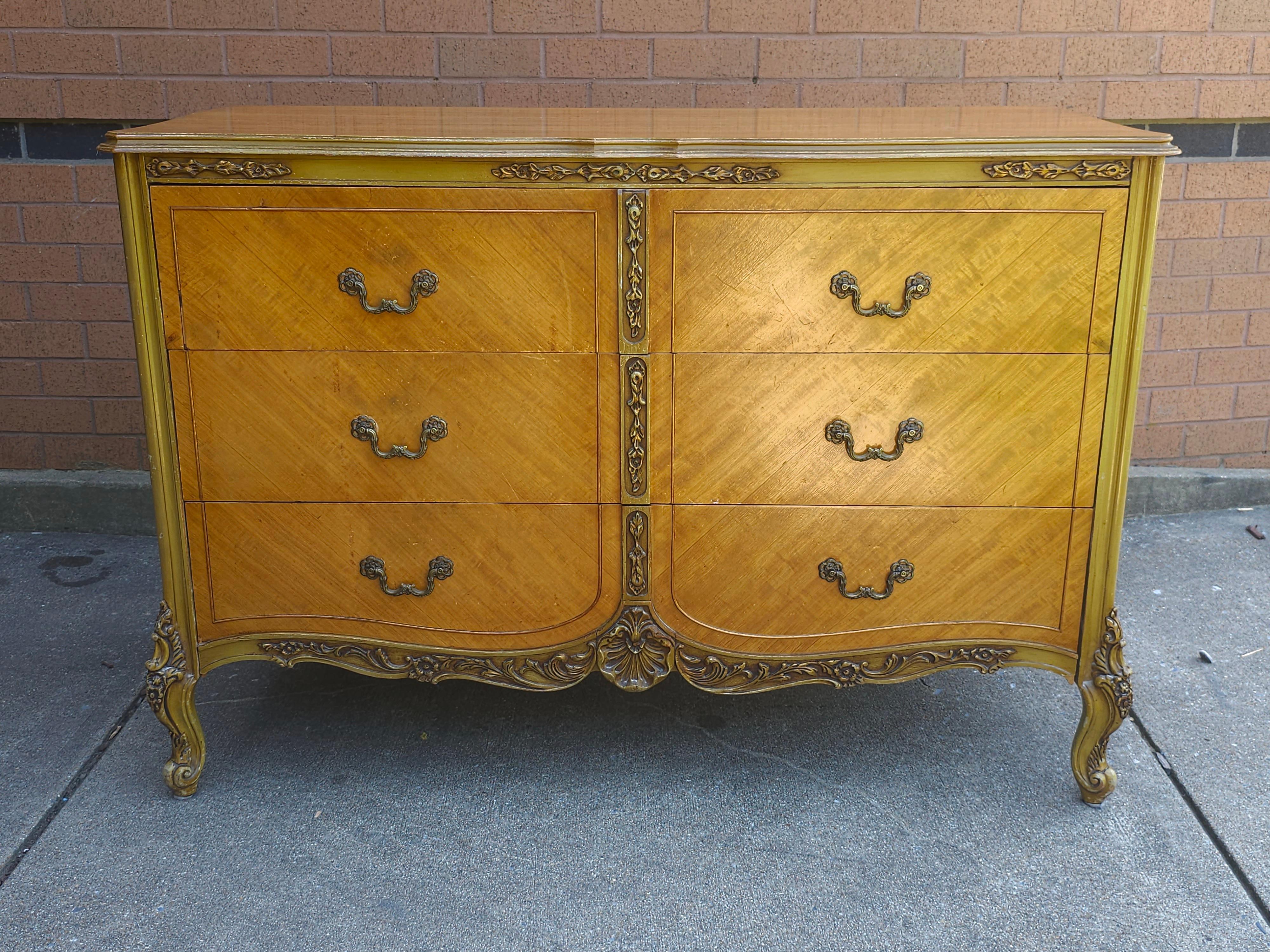 Unknown Late 19th Century Louis XVI Style Walnut Dresser With Glass Top For Sale