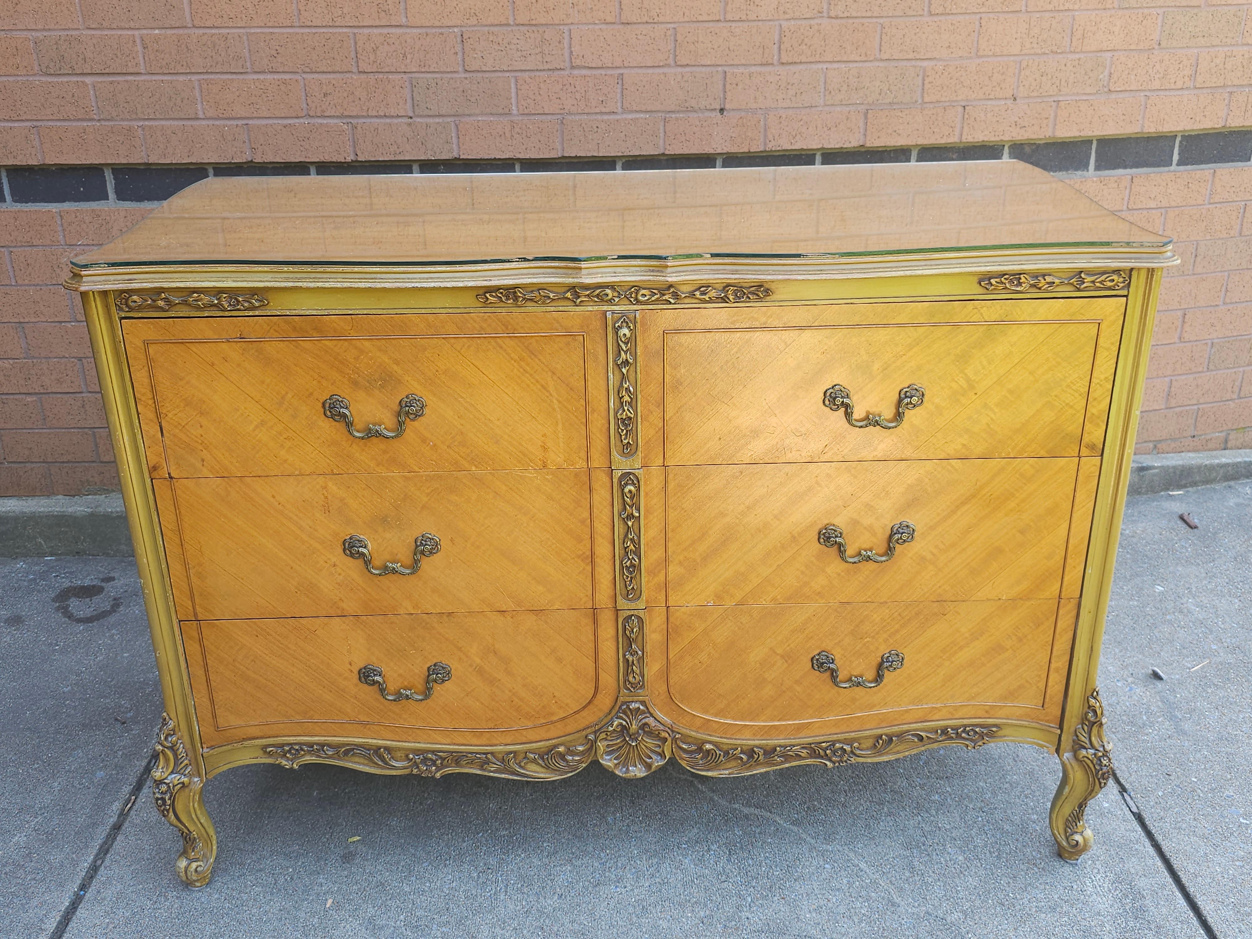 Late 19th Century Louis XVI Style Walnut Dresser With Glass Top For Sale 2