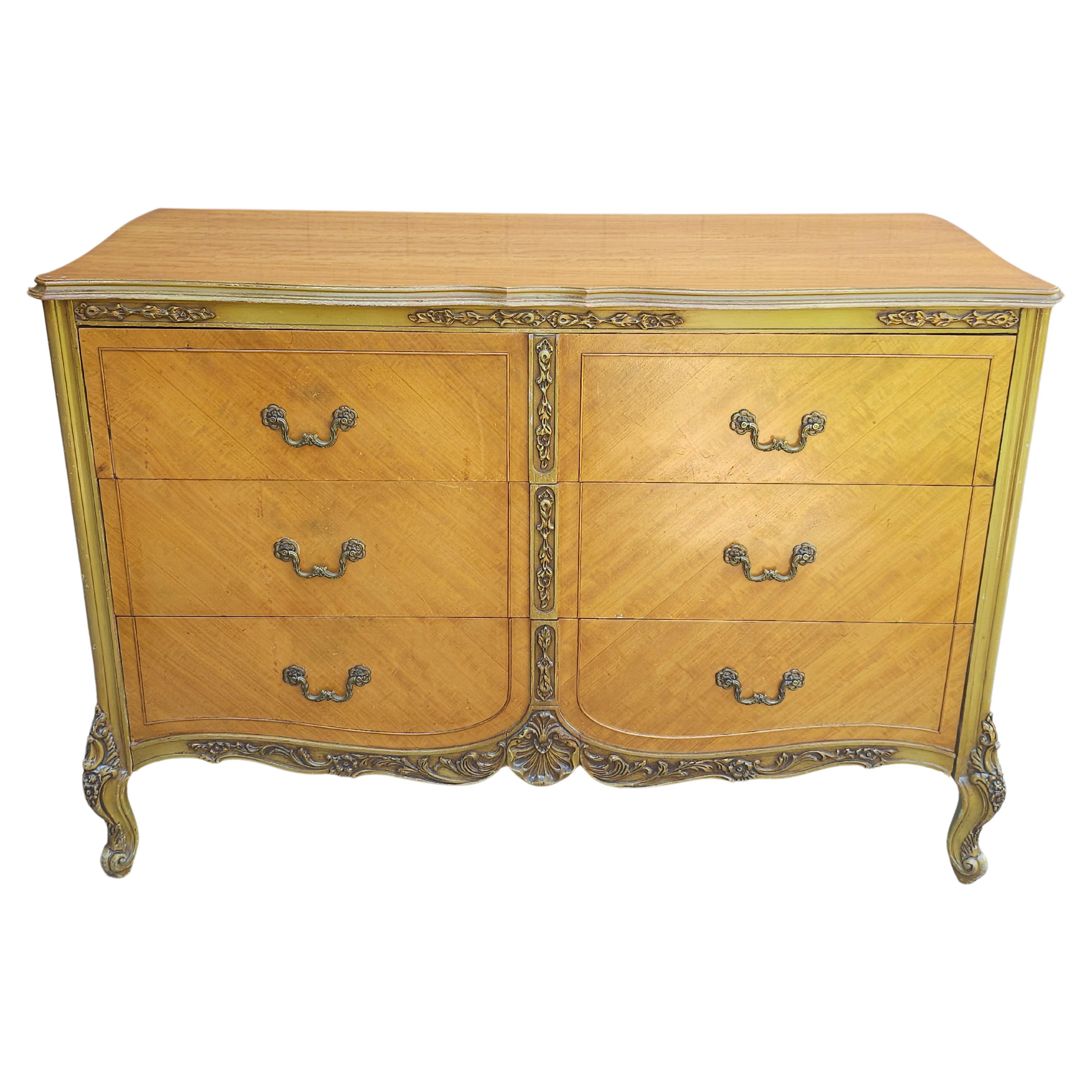 Late 19th Century Louis XVI Style Walnut Dresser With Glass Top For Sale