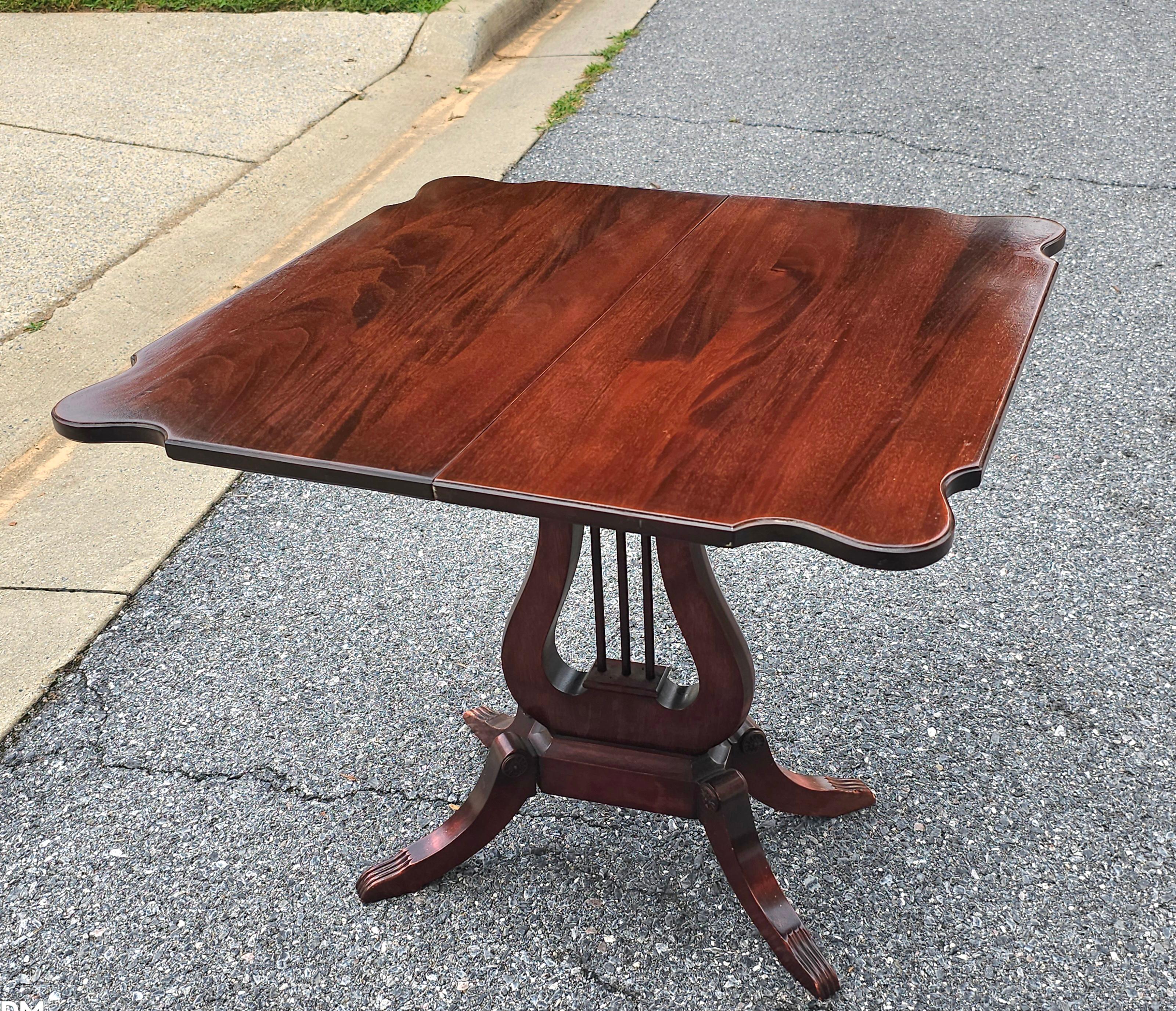 Other Late 19th Century Lyre Base Mahogany Fold Top Game Table Card Table For Sale