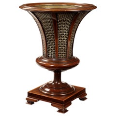 Late 19th Century Mahogany and Brass Urn Jardinière or Waste Paper Bin