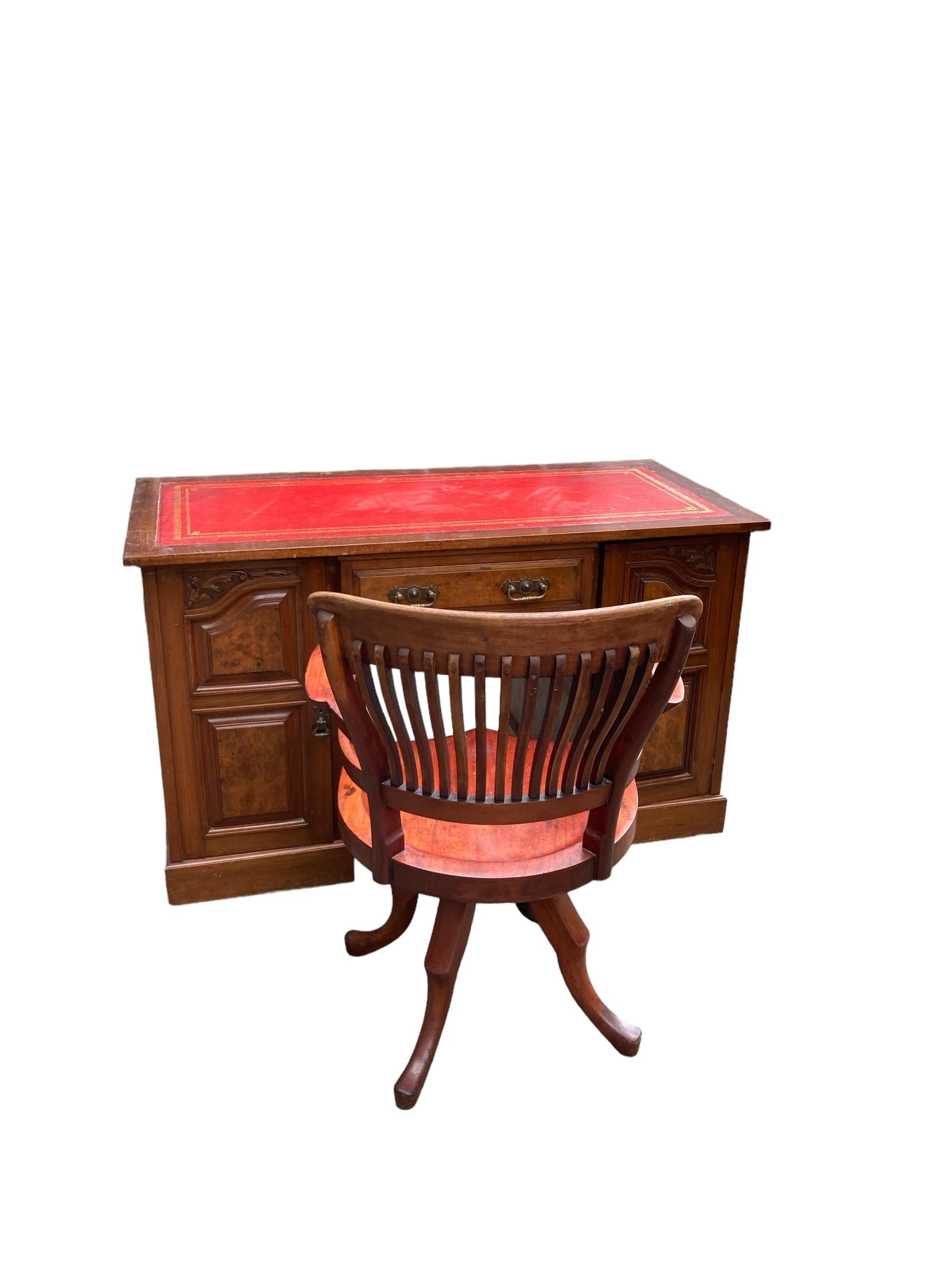 Late 19th Century Mahogany and Burr Walnut Captains Desk 4