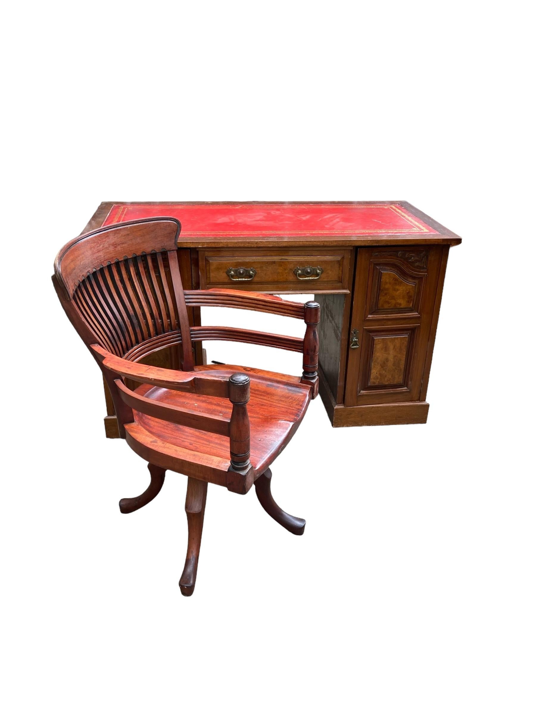 Late 19th Century Mahogany and Burr Walnut Captains Desk 5