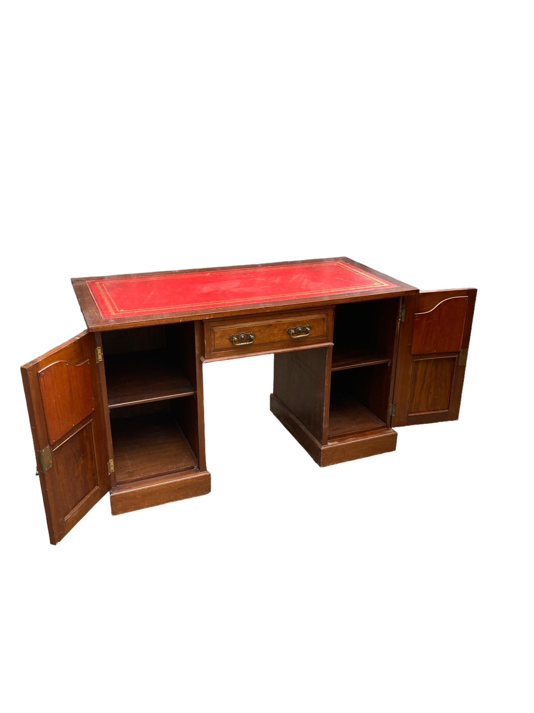 Late 19th Century Mahogany and Burr Walnut Captains Desk 1