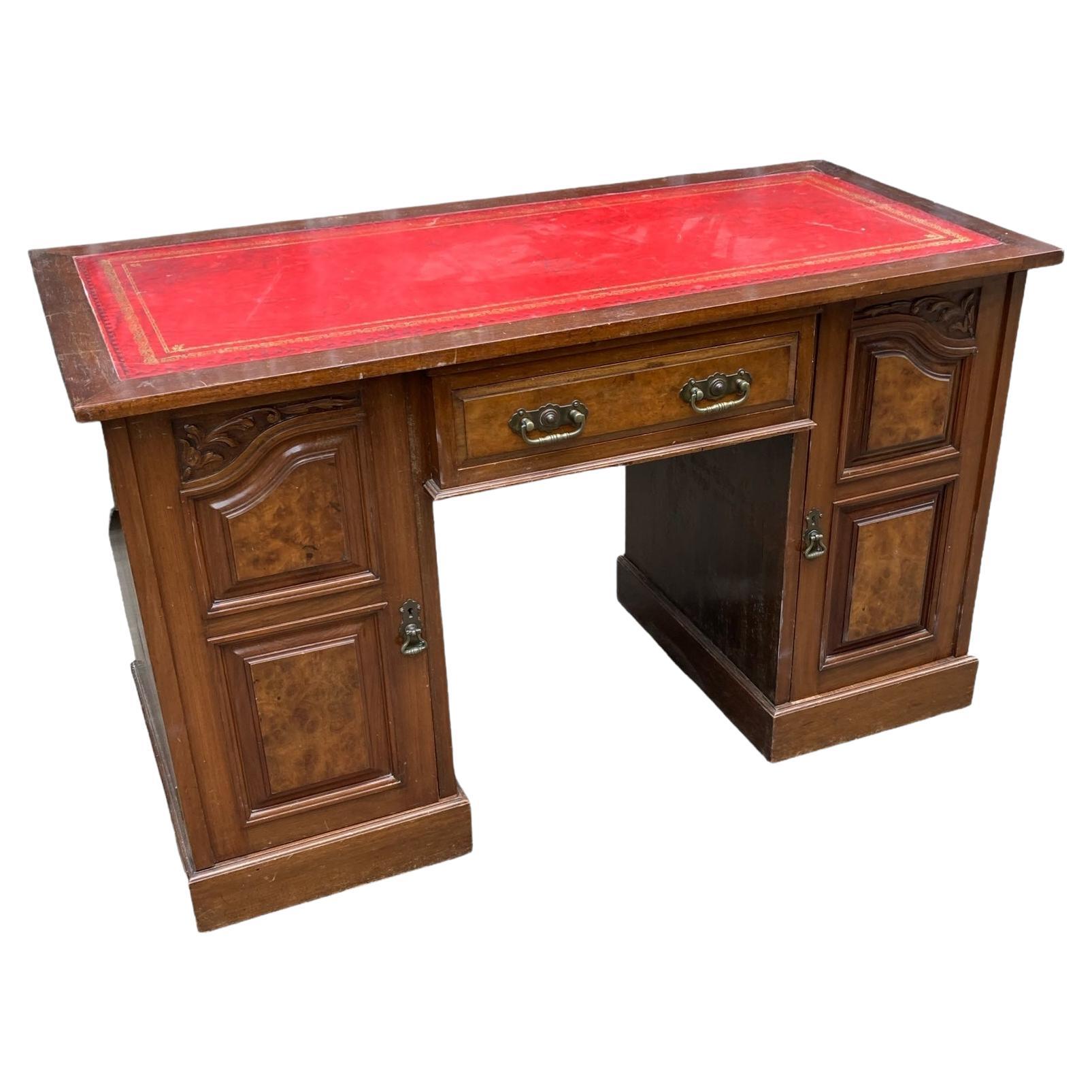Late 19th Century Mahogany and Burr Walnut Captains Desk