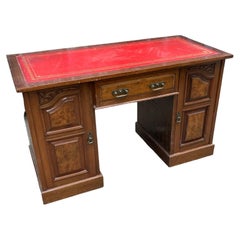 Late 19th Century Mahogany and Burr Walnut Captains Desk