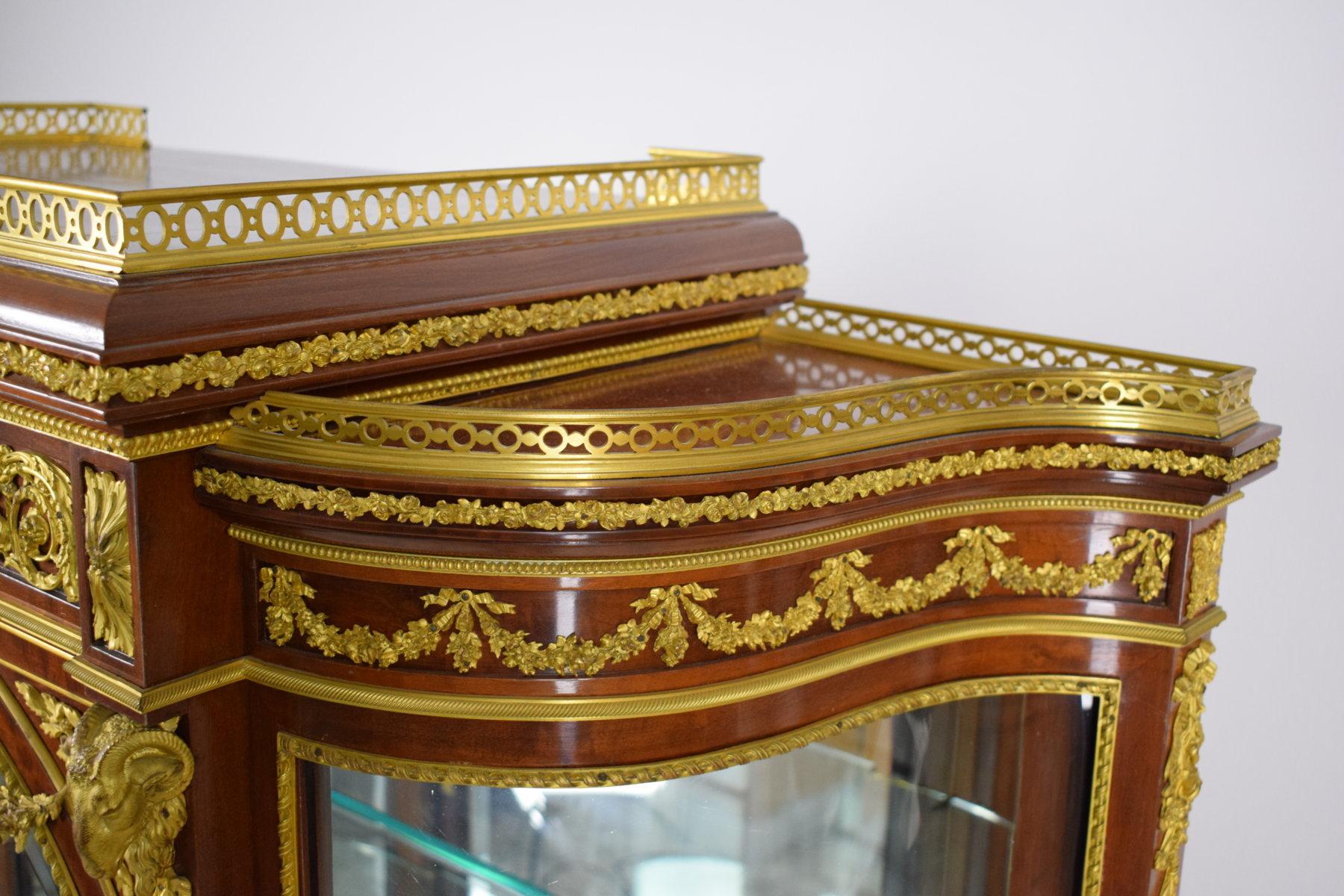 Late 19th Century, Wood and Gilt Bronze French Showcase Vitrine For Sale 11