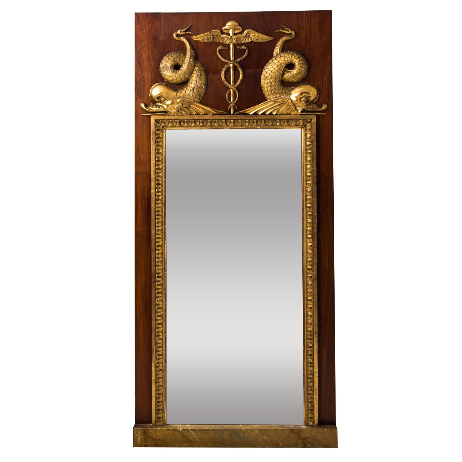 Late 19th Century Mahogany and Gilt Gothenburg Mirror For Sale