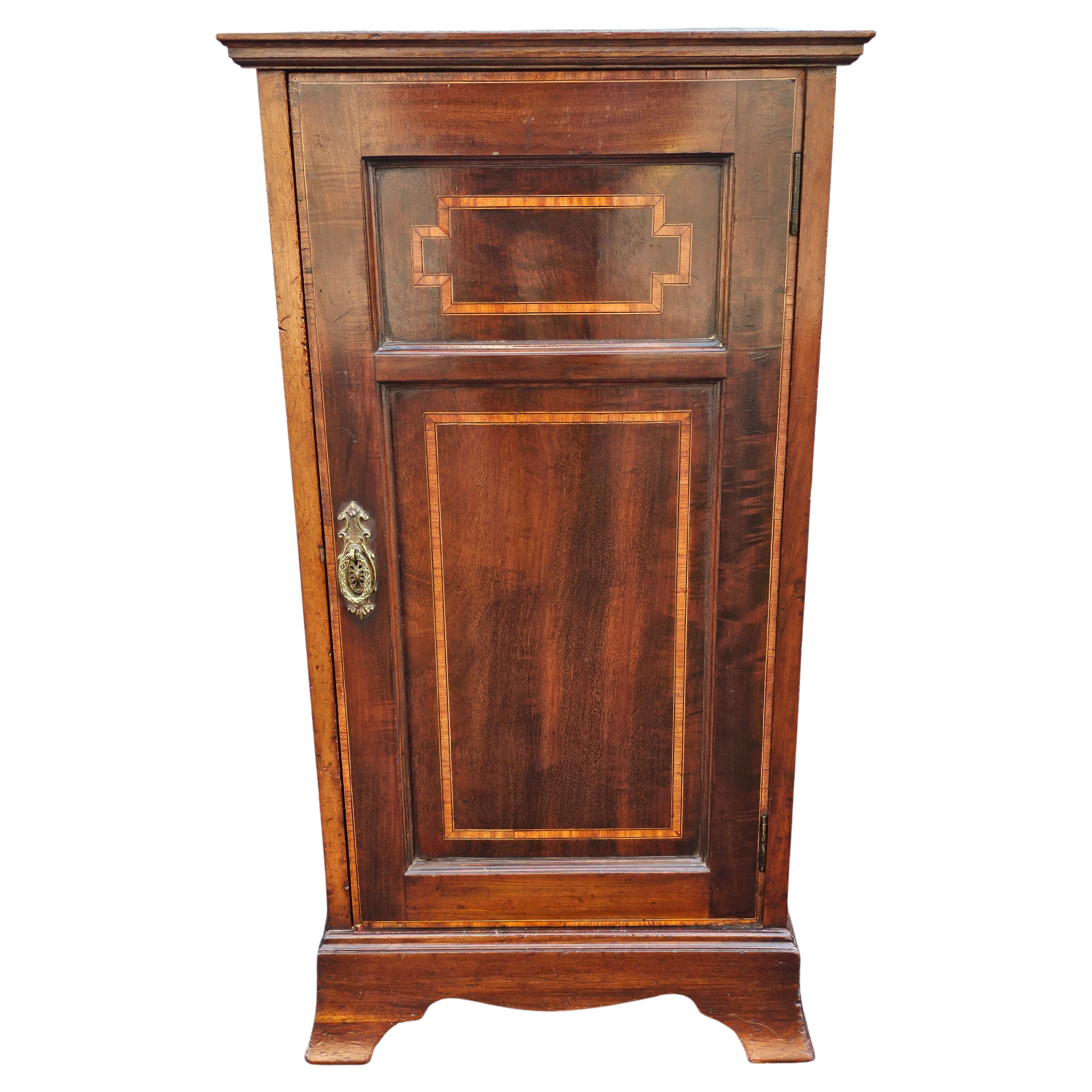 Late Victorian Late 19th Century Mahogany and Satinwood Inlay Cabinet Stand  For Sale
