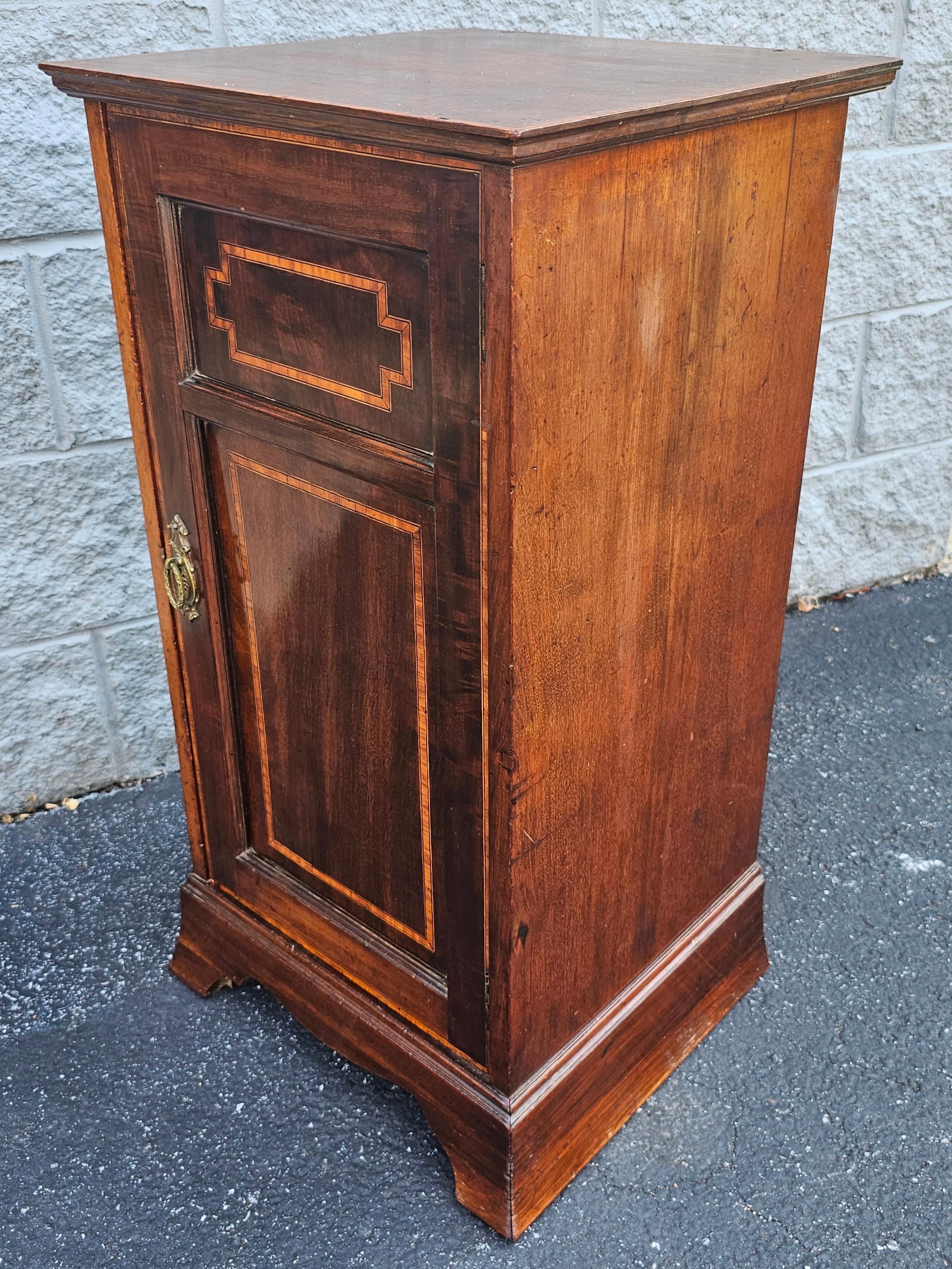 American Late 19th Century Mahogany and Satinwood Inlay Cabinet Stand  For Sale