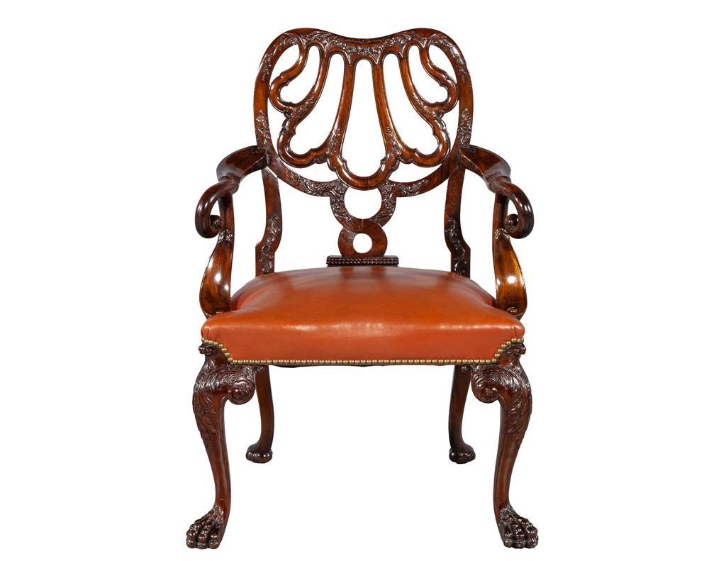 Georgian Late 19th Century Mahogany Armchair in the style of Giles Grendey For Sale