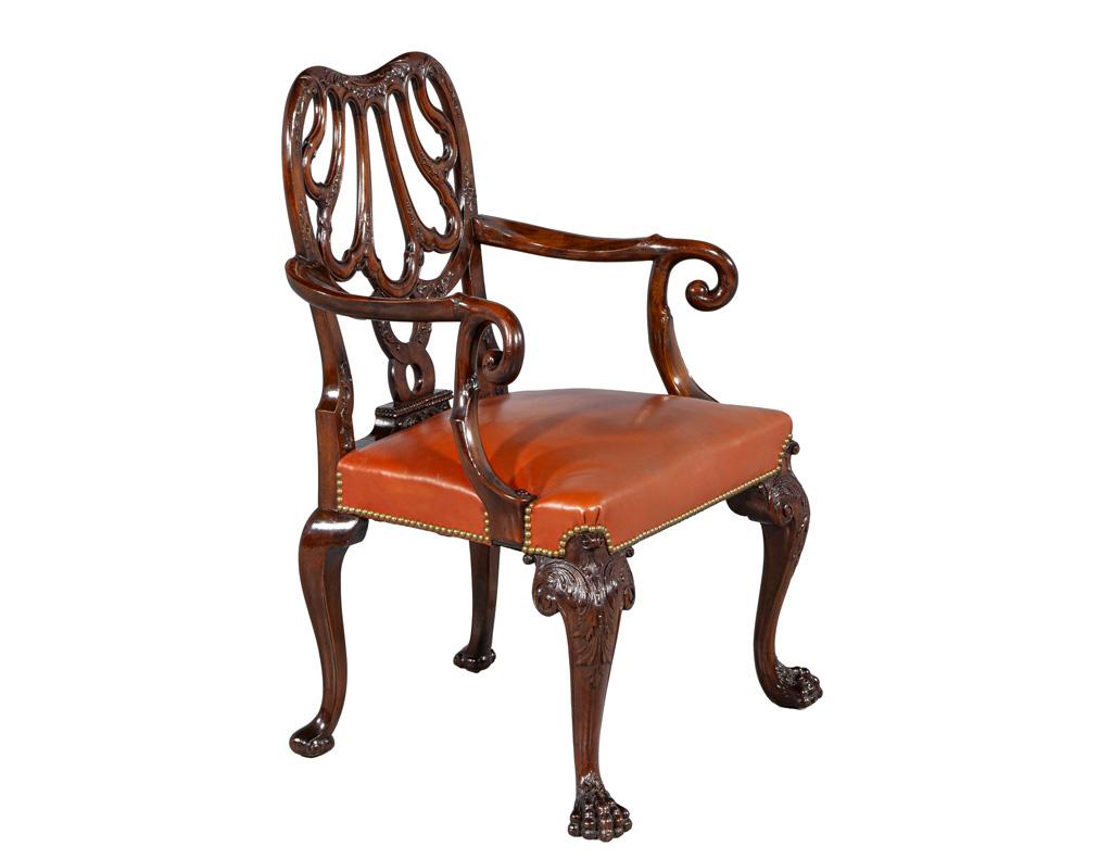 English Late 19th Century Mahogany Armchair in the style of Giles Grendey For Sale
