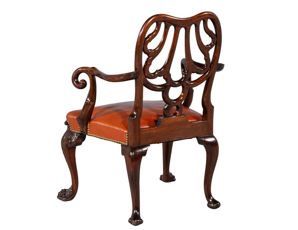 Hand-Carved Late 19th Century Mahogany Armchair in the style of Giles Grendey For Sale