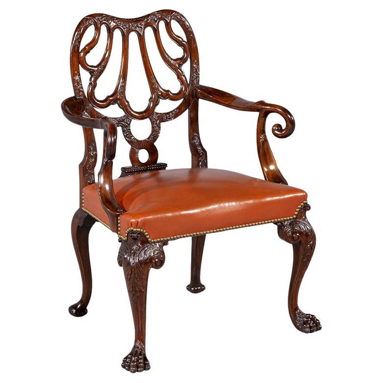 Late 19th Century Mahogany Armchair in the style of Giles Grendey
