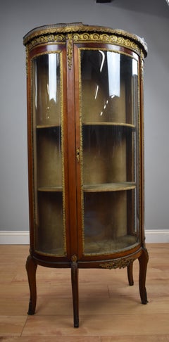 Late 19th Century Mahogany Bow Front Glass Cabinet/Vitrine