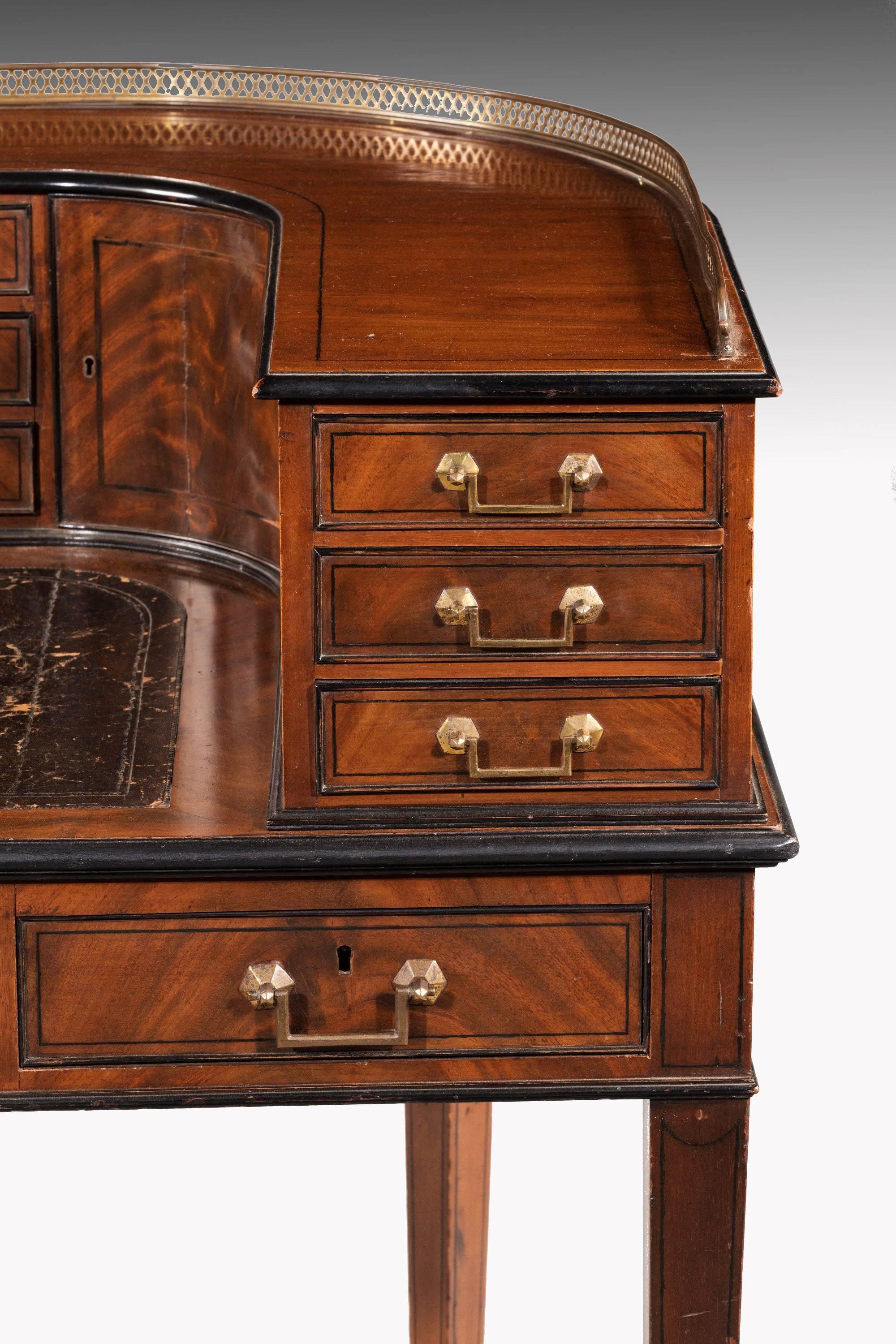 Late 19th Century Mahogany Carlton House Desk on Tapering Square Supports 2