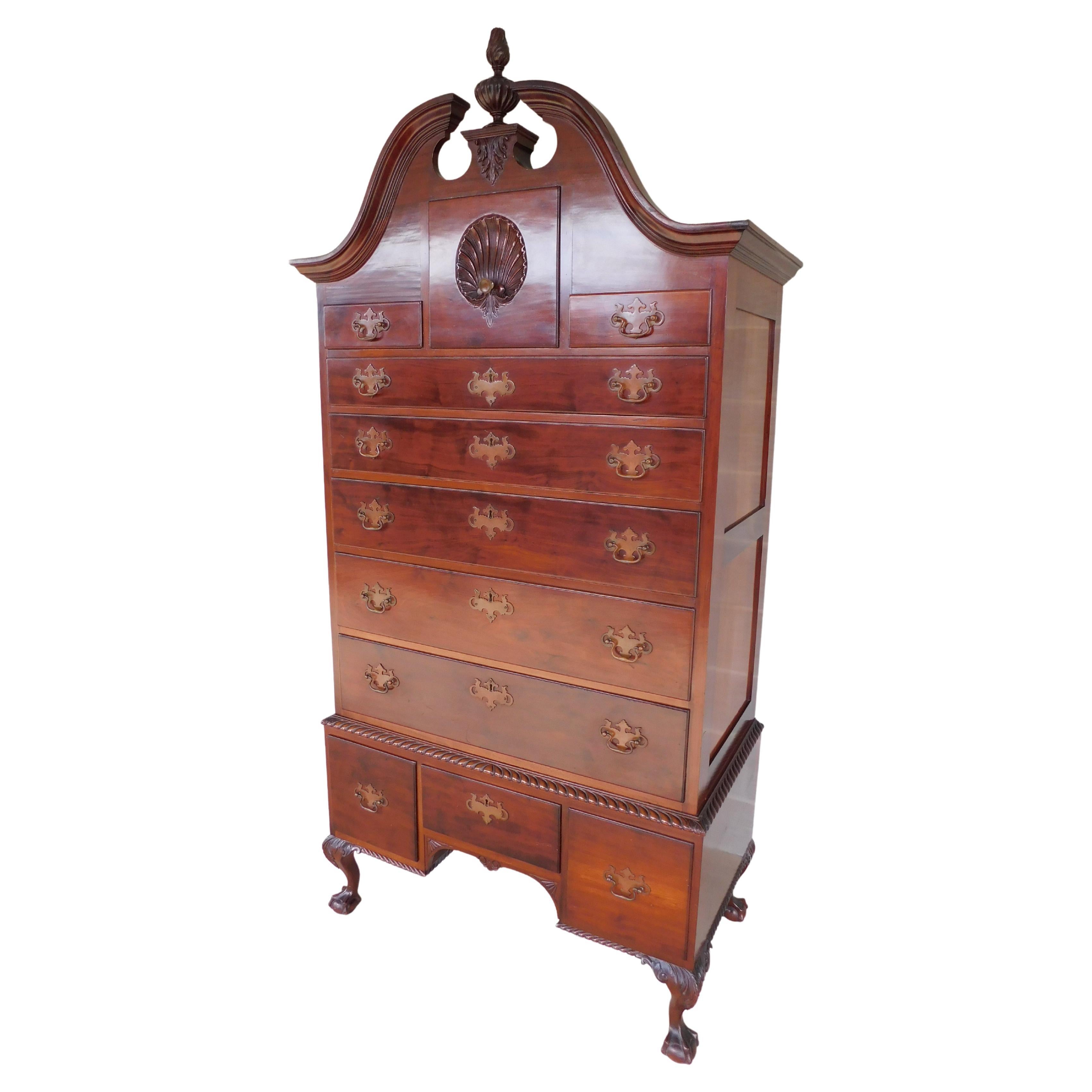 Late 19th Century Mahogany Chippendale Style Highboy Attributed to Sypher & Co. For Sale