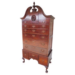 Antique Late 19th Century Mahogany Chippendale Style Highboy Attributed to Sypher & Co.